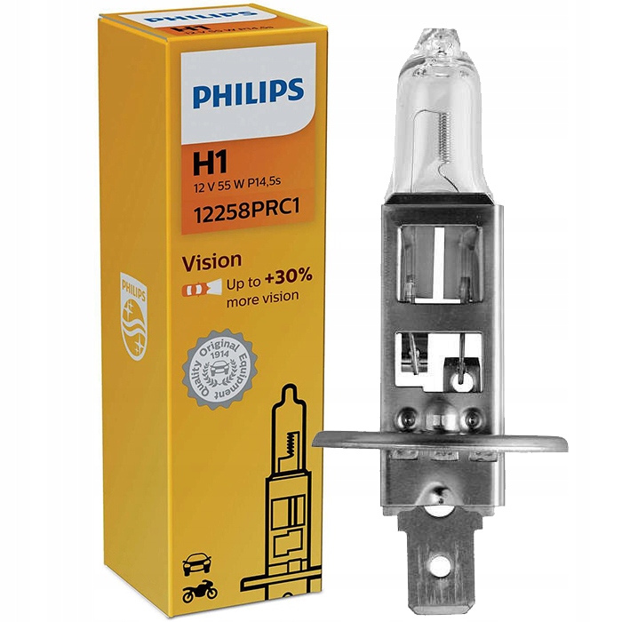 

Żarówka H1 Philips Vision +30% P14.5s 12V 55W