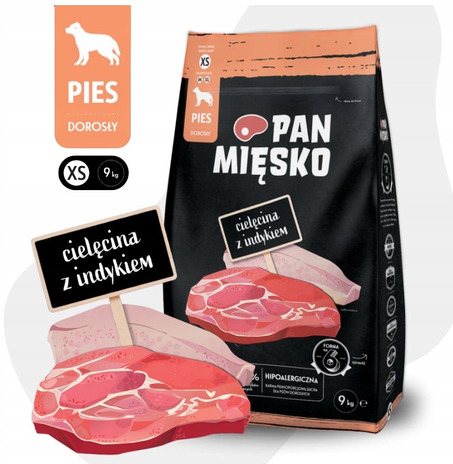 Pan Mięsko Krmivo suché pro psa Telecí Krůta Zelenina Malá plemena Xs 9 kg