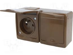 Gniazdo podwójne n/t hermetyczne, brązowe 4485