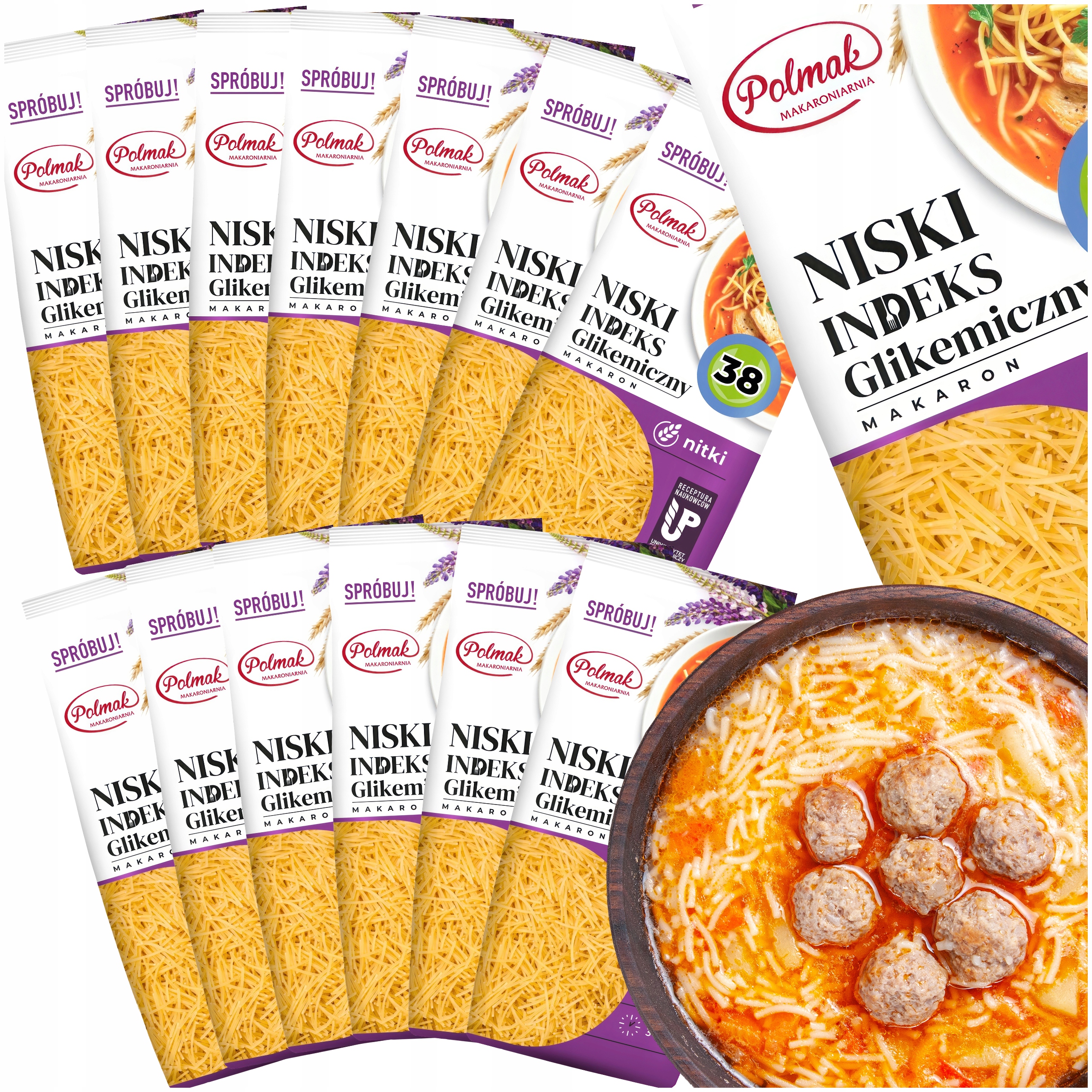 Levně Těstoviny Nudličky s nízkým Gi a glykemickým indexem Sada 14 ks