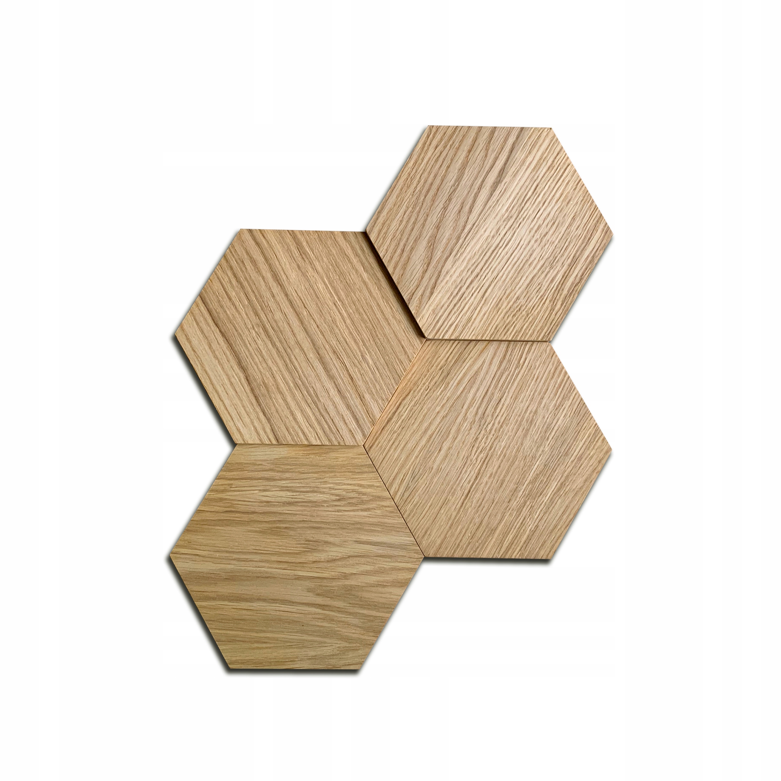 HEKSAGON DREWNIANE PŁYTKI ŚCIENNE DĄB KPL 4 SZT