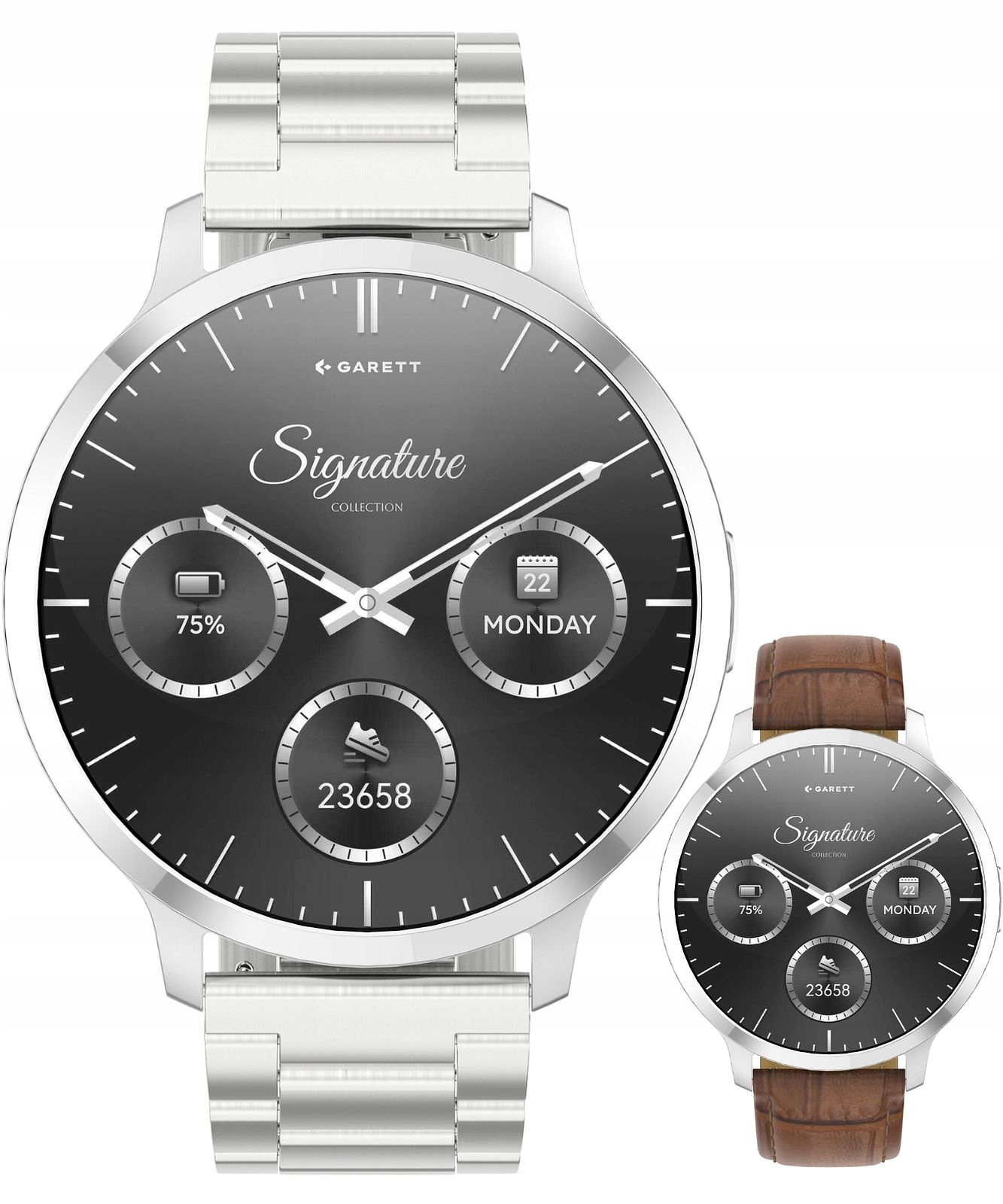 Chytré Hodinky Garett Signature Edge Silver Solid Set Garett-5904238485163