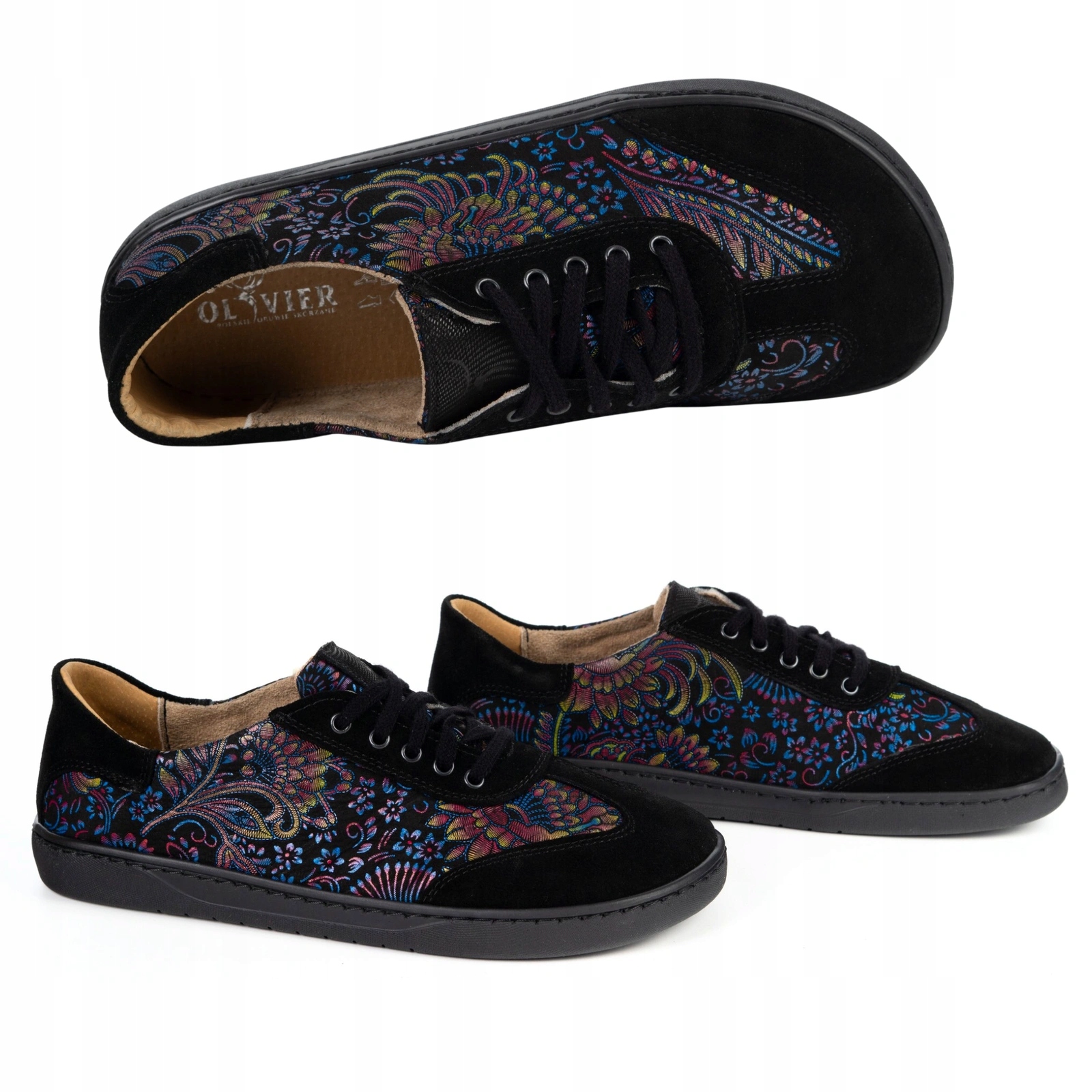 Dámské kožené barefoot boty Olivier Eliza černé chrpa 39