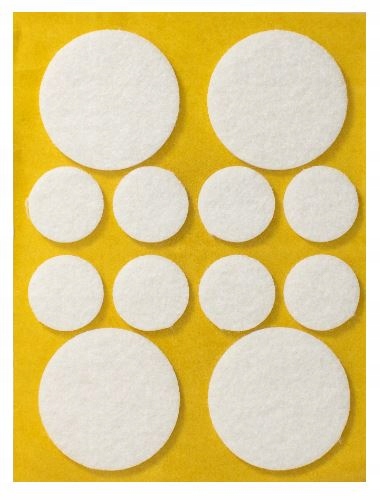 PODKŁADKA FILCOWA SAMOPRZYLEPNA fi 38 i fi 20 BIAŁA PODKŁADKI FILCOWE 12szt