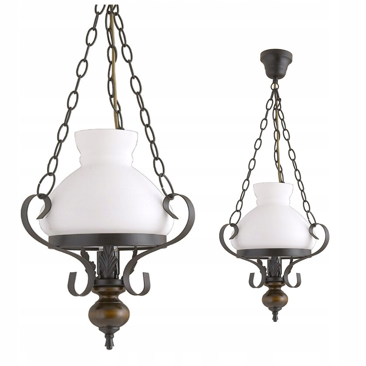 Závěsný lustr na řetězech E27 se skleněným stínidlem Petronel 7076 Rabalux