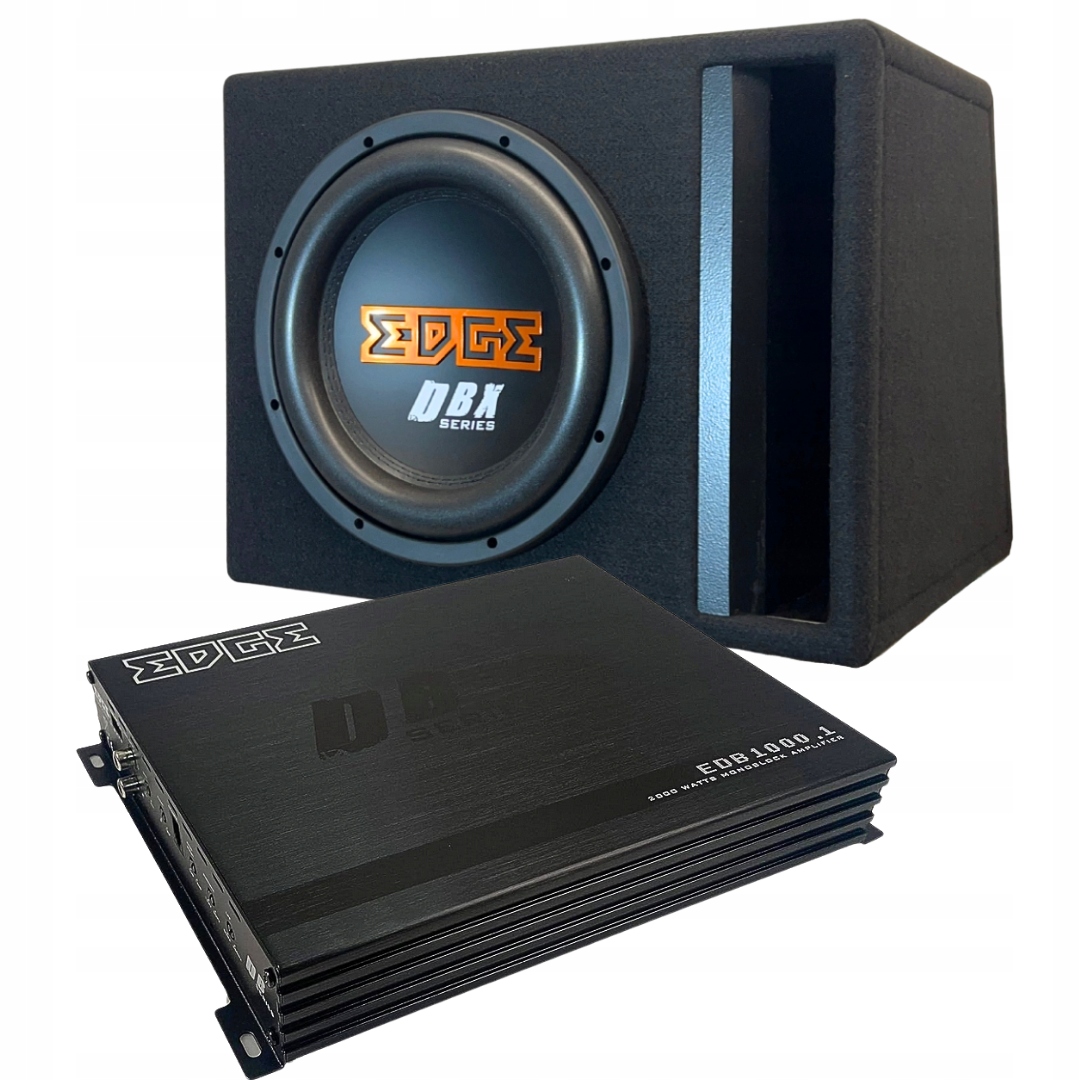 Skrzynia basowa 30cm Edge EDBX12D2 + wzmacniacz EDB1000.1 1000W RMS + pilot