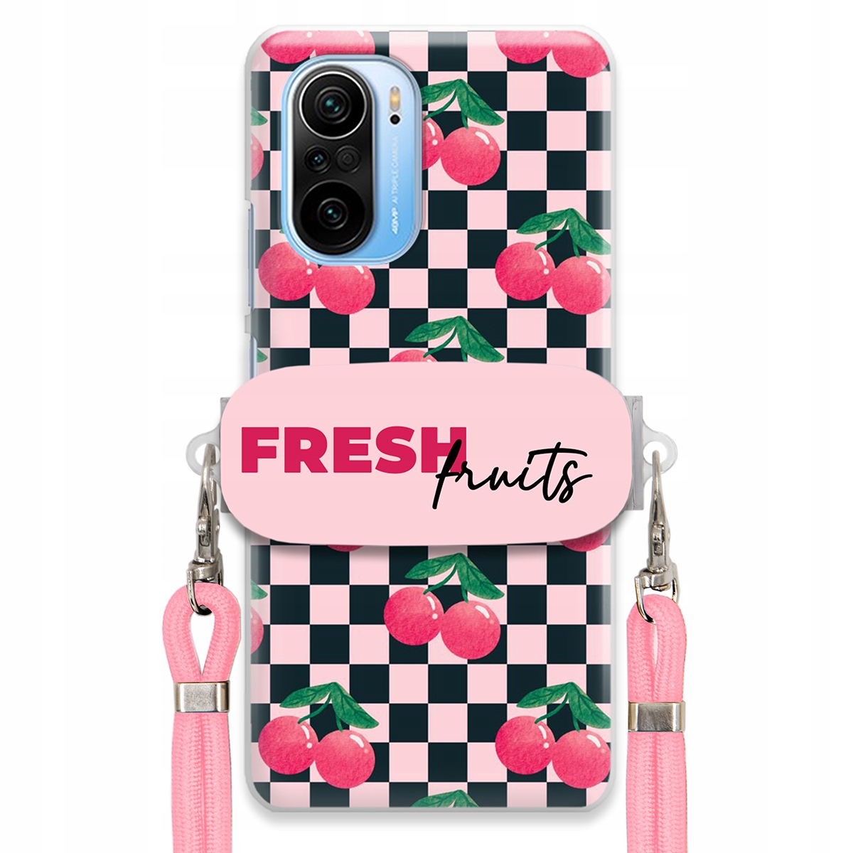 Puzdro pre Xiaomi Poco F3 Pro Crossbody Šachovnicový držiak Fresh Fruits