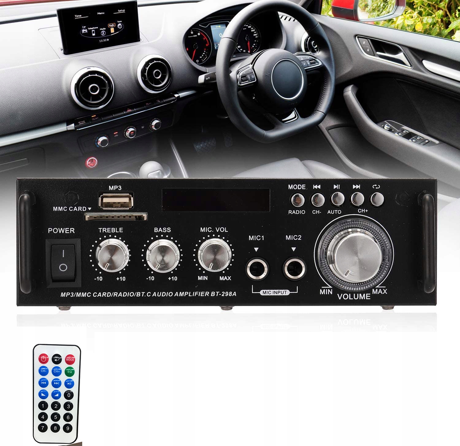 600W AMPLITUNER WZMACNIACZ STEREO BLUETOOTH RADIO BT-298A Liczba kanałów 1