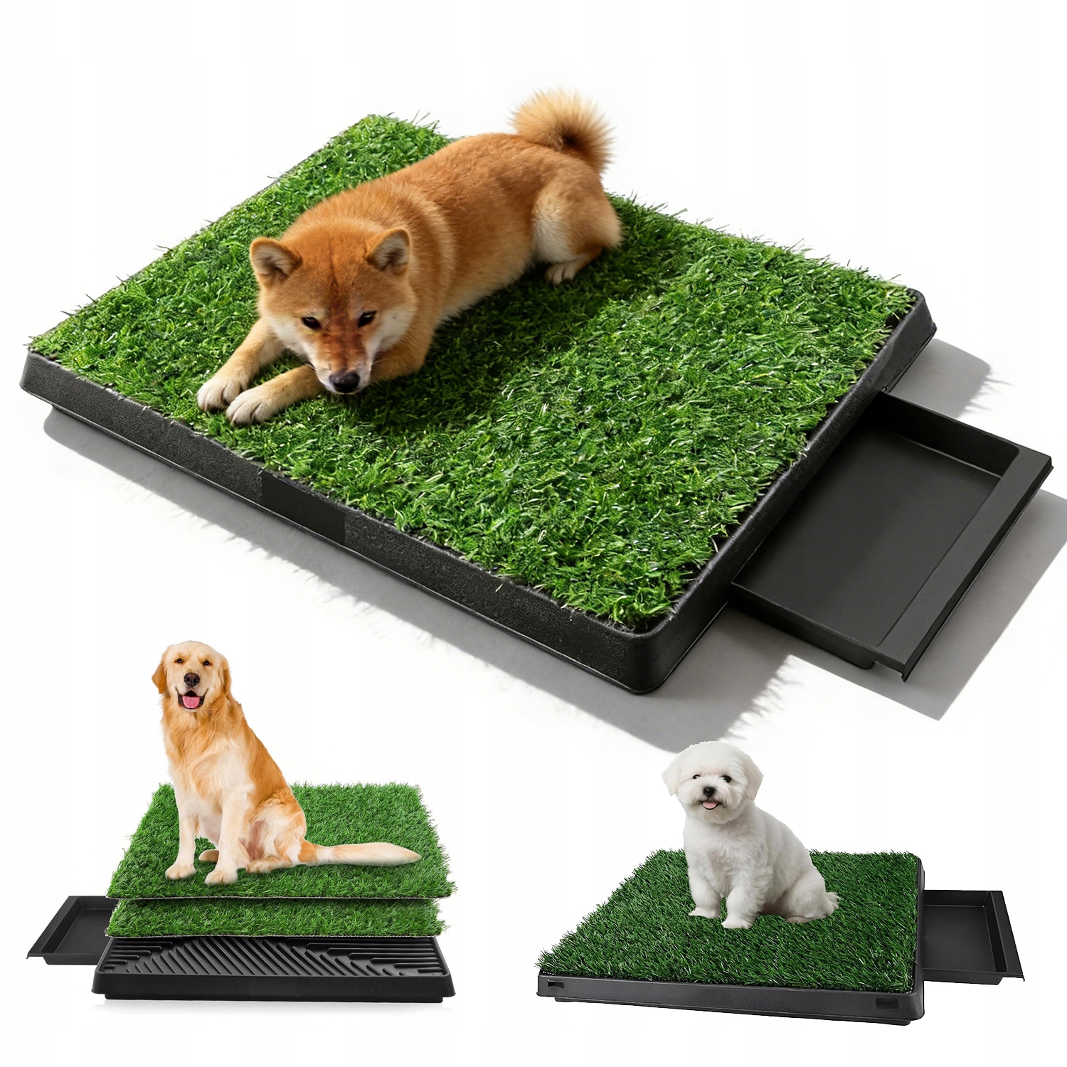 Velký Záchod Pro Psy 63 X 50 CM S Vyztuženou Umělou Trávou, Snadné Čištění
