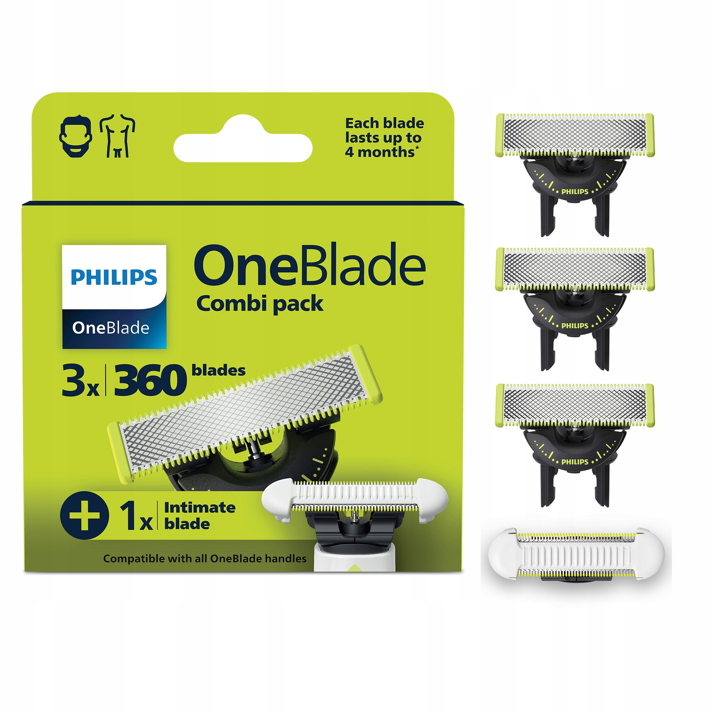 Wymienne ostrza do golarki Philips OneBlade 360 zestaw 4 sztuki QP949/50