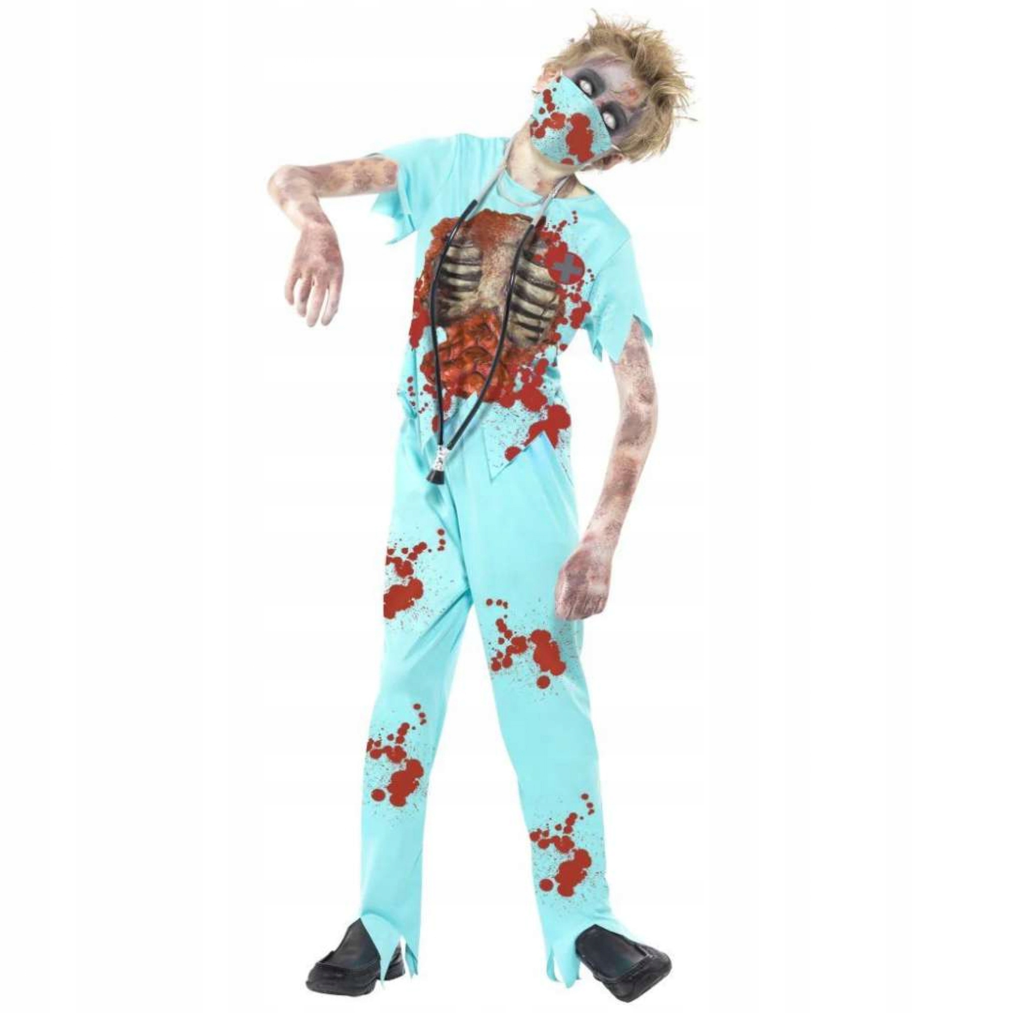 Strój kostium na halloween Zombie lekarz Chirurg krew 146