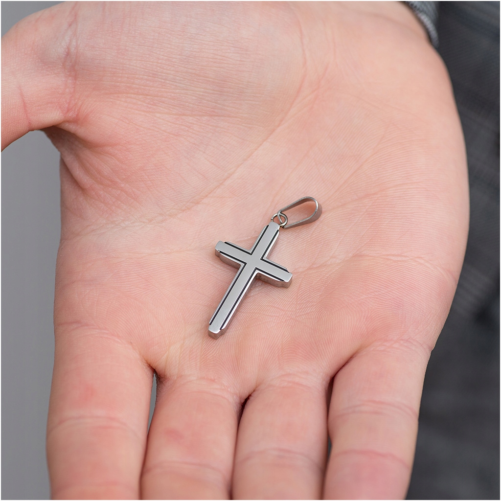 Zawieszka męska wisiorek KRZYŻYK zdobiony stal chirurgiczna 316L Stan opakowania oryginalne