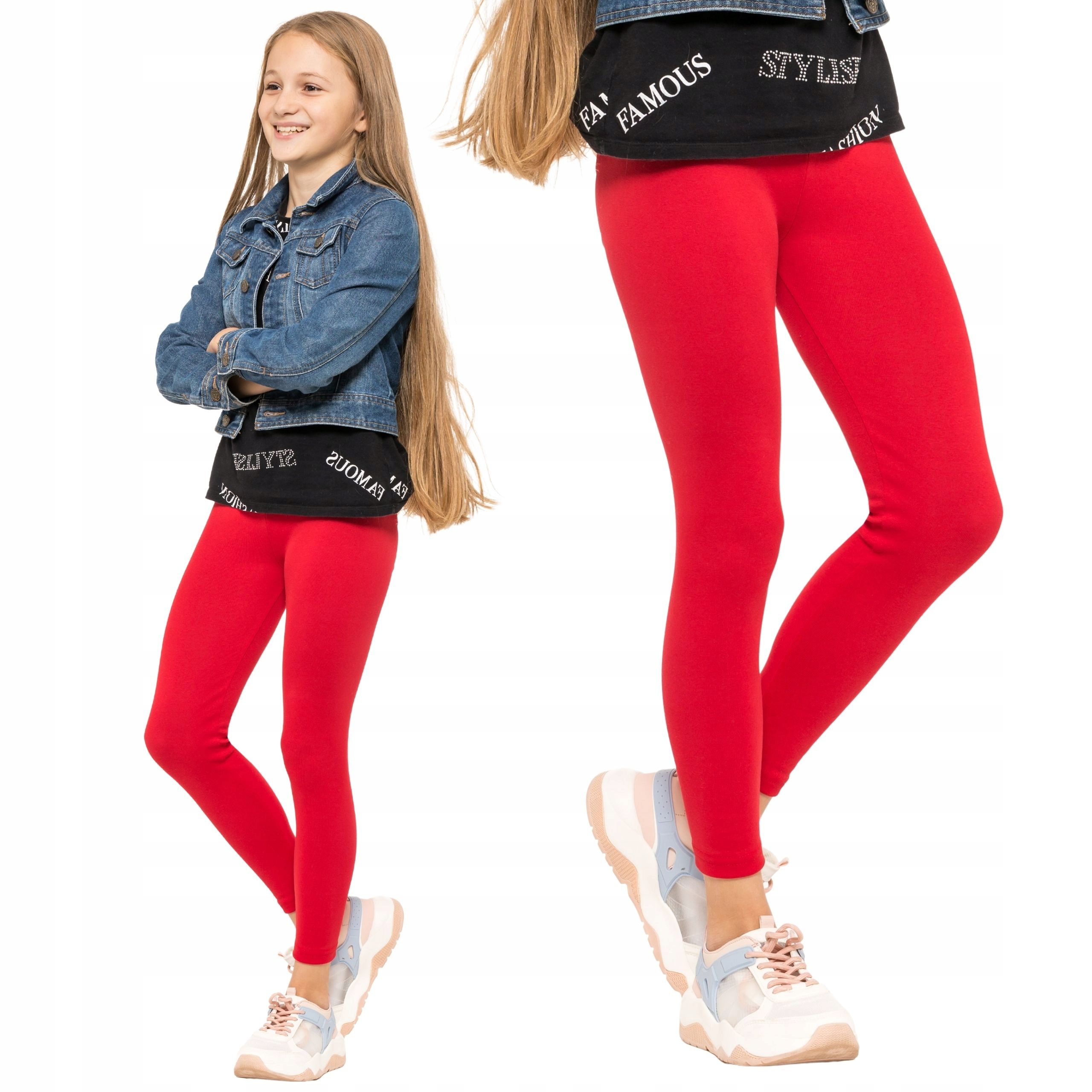 DZIEWCZĘCE LEGGINSY OCIEPLANE GETRY CZERWONE 146