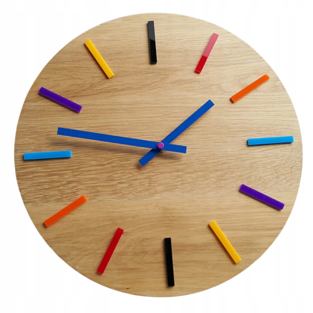 Nástěnné hodiny Dřevěné Dubové Akrylové Color Full Wood Kulatý Křemenné