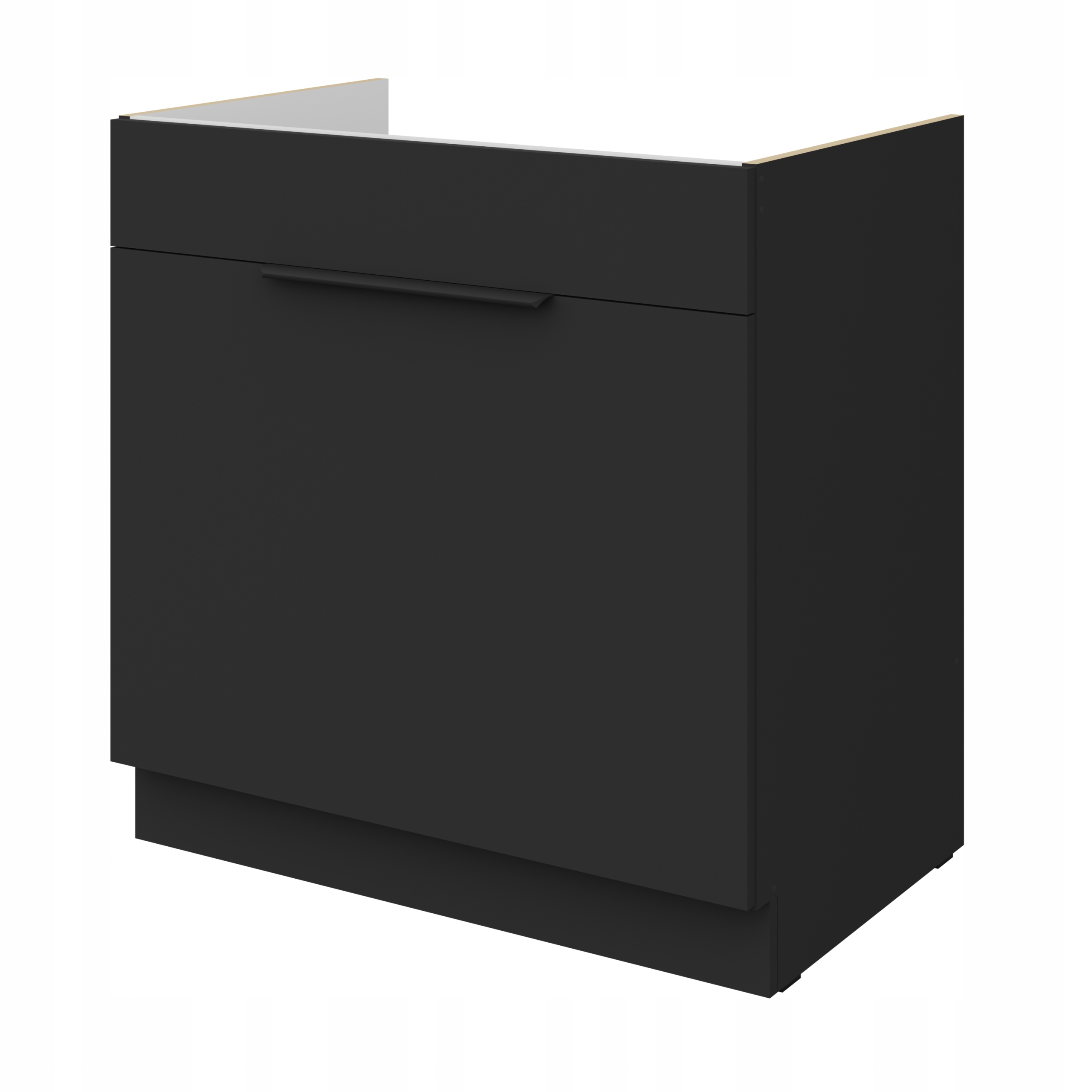 Kuchyňská skříňka pod dřez 80 cm, skříňka s zásuvkou Premium Box, černá matná