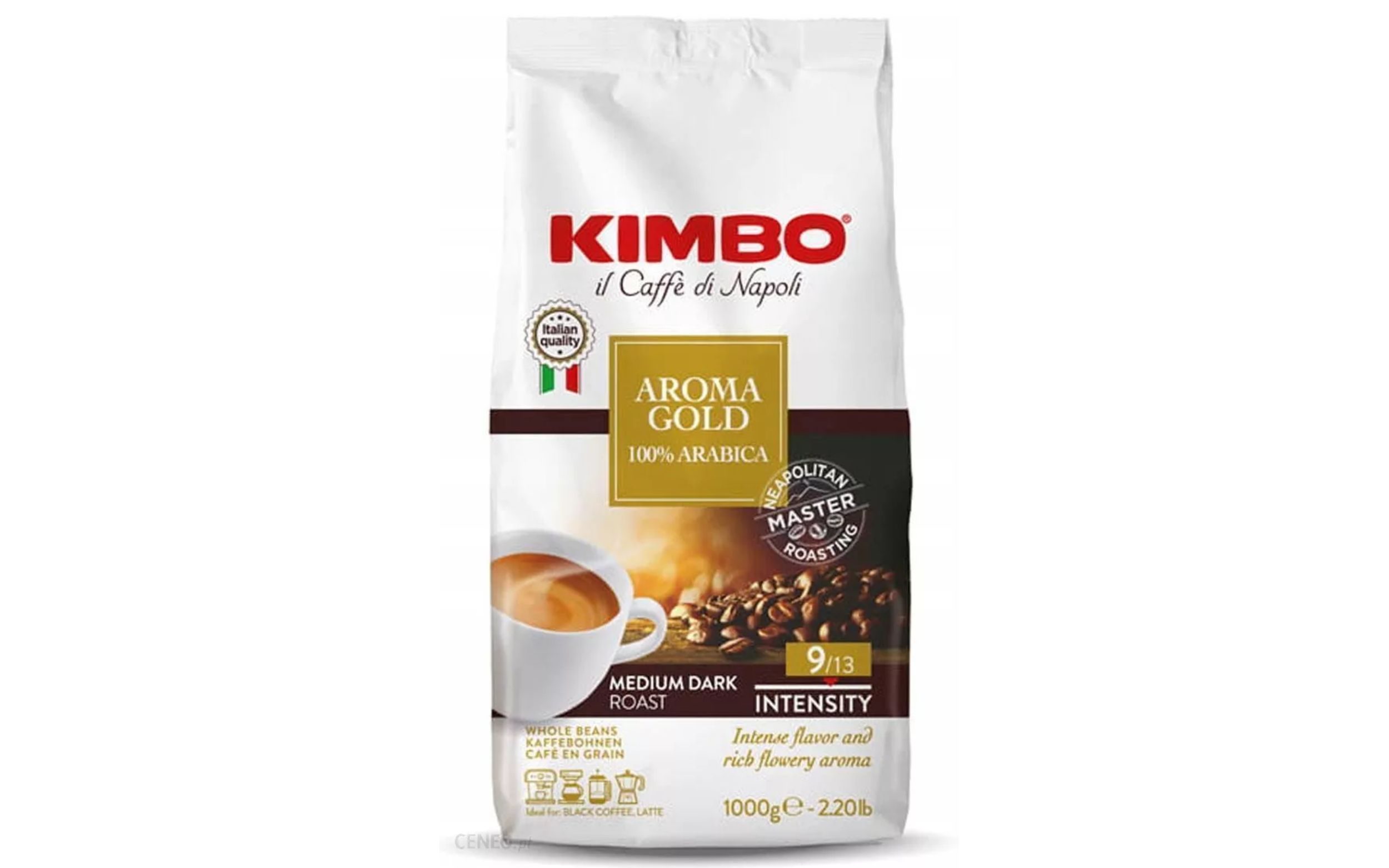 Levně Káva Zrnková 1 Kg Kimbo Aroma Gold zrno do kávovaru 100% Arabica 1000 g