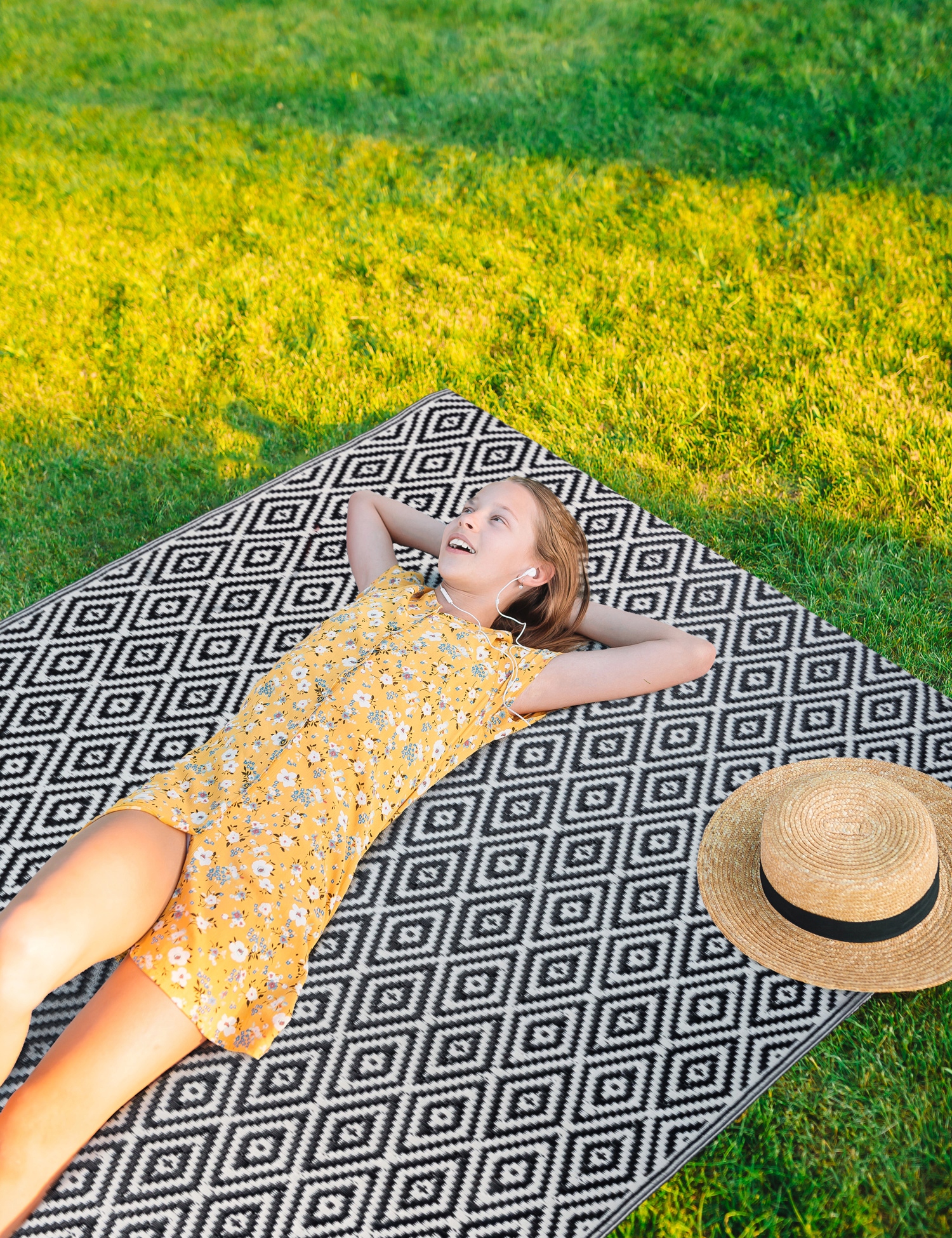 DYWAN ZEWNĘTRZNY TARASOWY DUŻY MATA NA BALKON KEMPING WODOODPORNY 160x220cm Grubość 5 mm