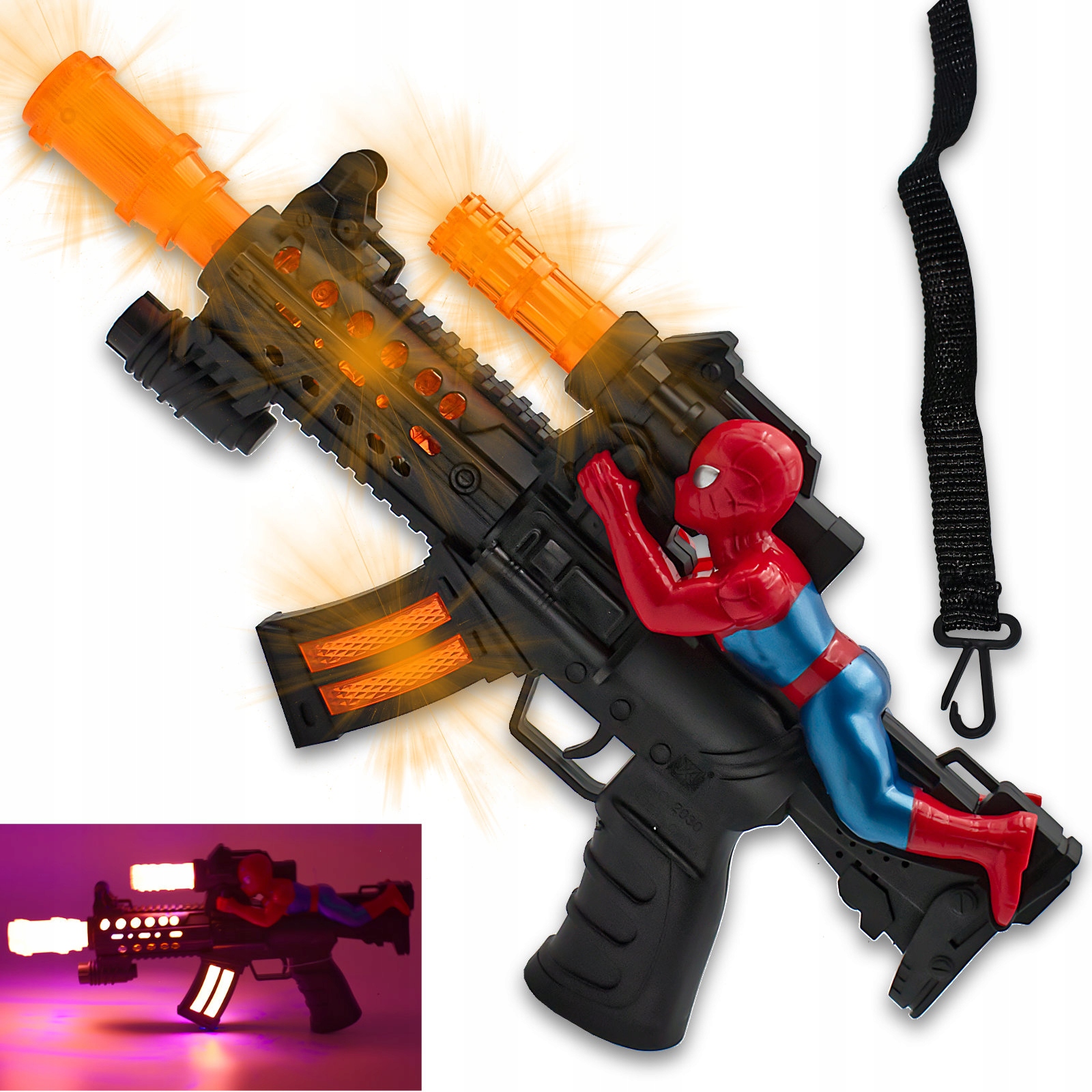 KARABIN NA BATERIE PISTOLET DLA DZIECI ŚWIATŁO DŹWIĘK SPIDER MAN