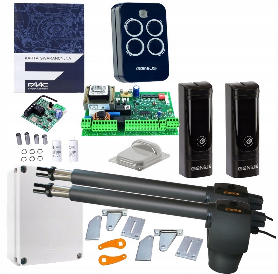 Zestaw napęd siłownik do bramy dwuskrzydłowej Genius G-Bat 400 1XPilot Foto