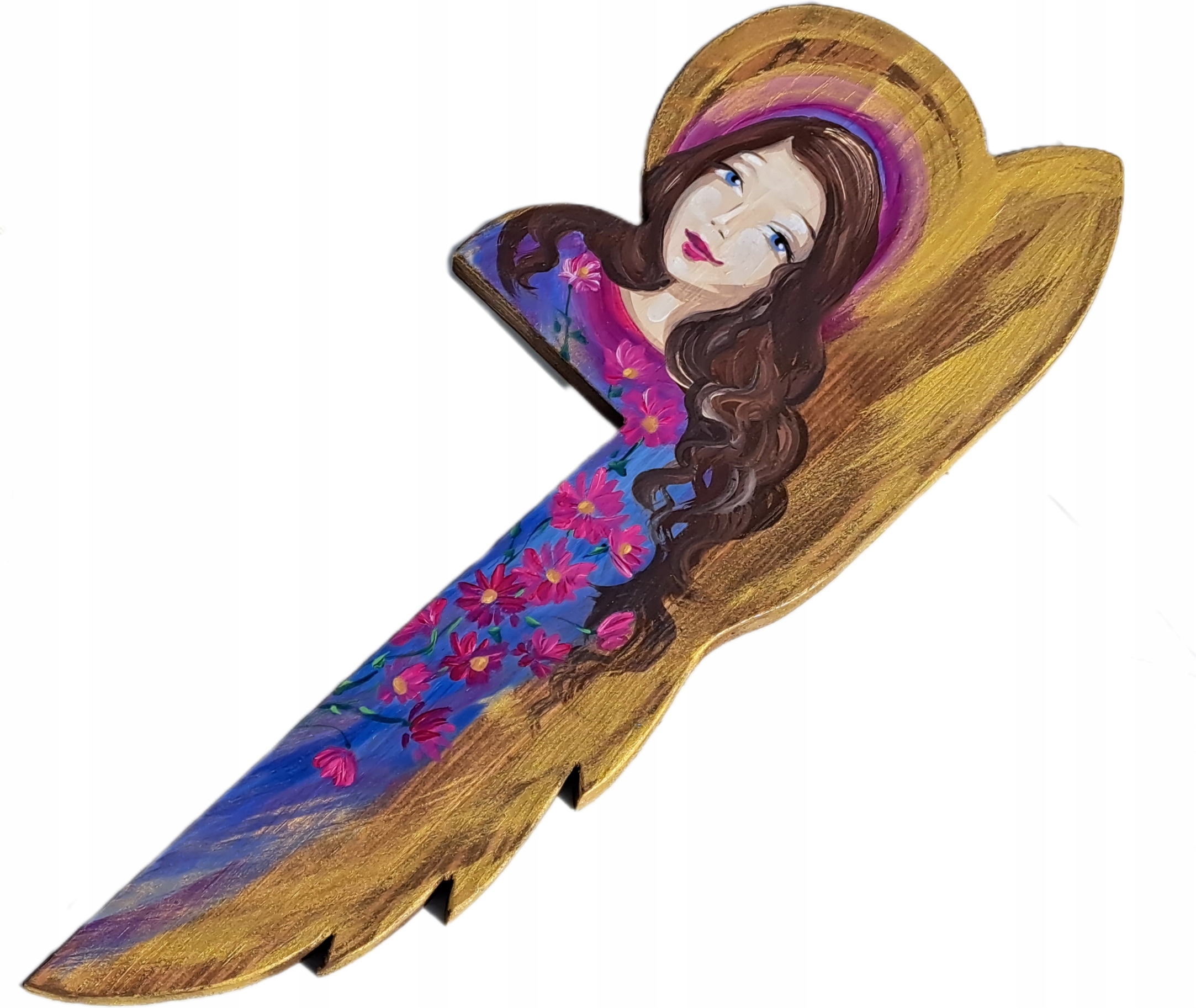 OBRAZ Drewniany Duży Anioł Hand Made Malowany Marka inna