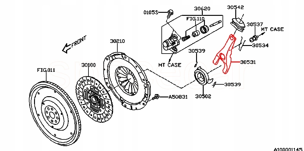 ŁAPA WIDEŁKI SPRZĘGŁA SUBARU LEGACY OUTBACK FORESTER IMPREZA XV BRZ GT86 Numer katalogowy części 30531AA220