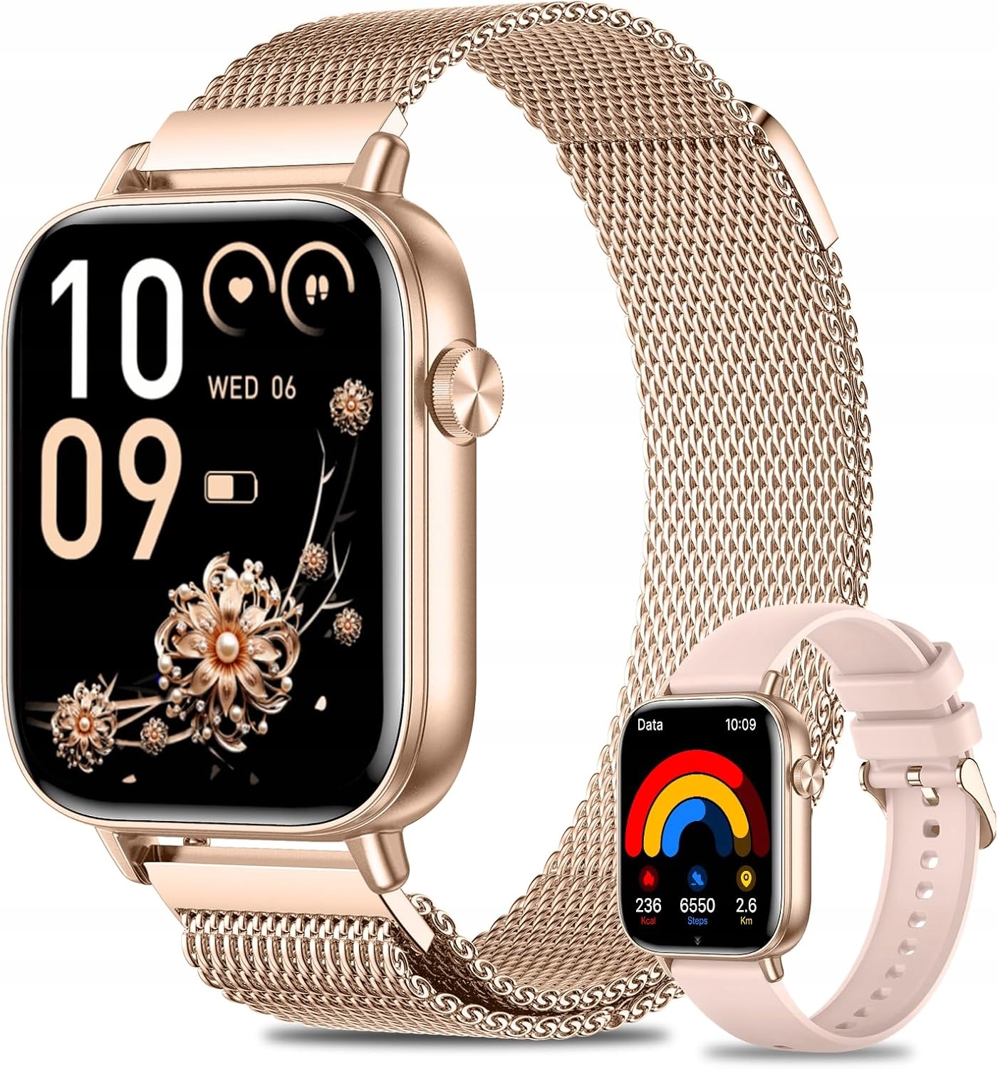 Chytré Hodinky pro ženy Fitness Tracker Bluetooth Aplikace Zlatá IP67