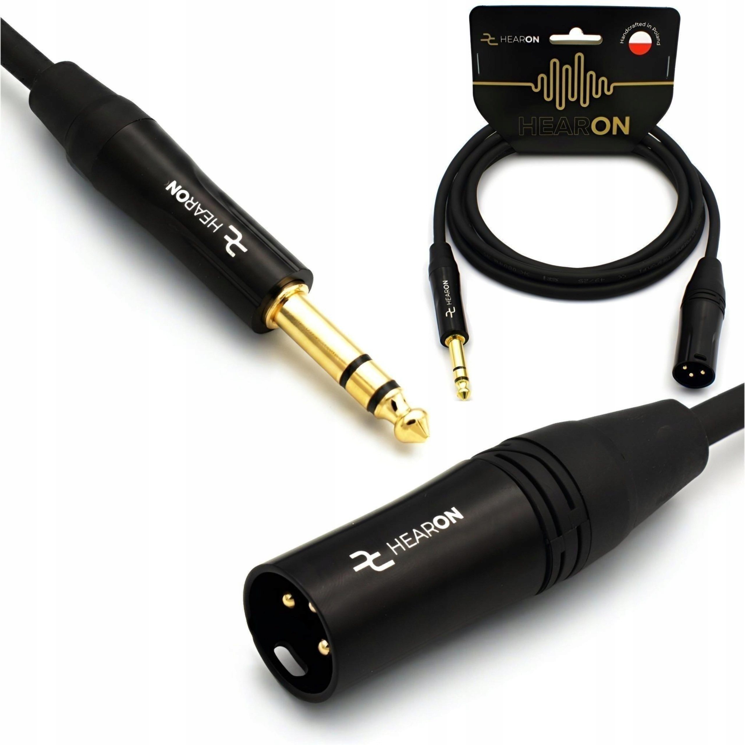 Hearon Pro Kabel Symetryczny Xlr męski Jack 6,3mm Trs 5m do Odsłuchu