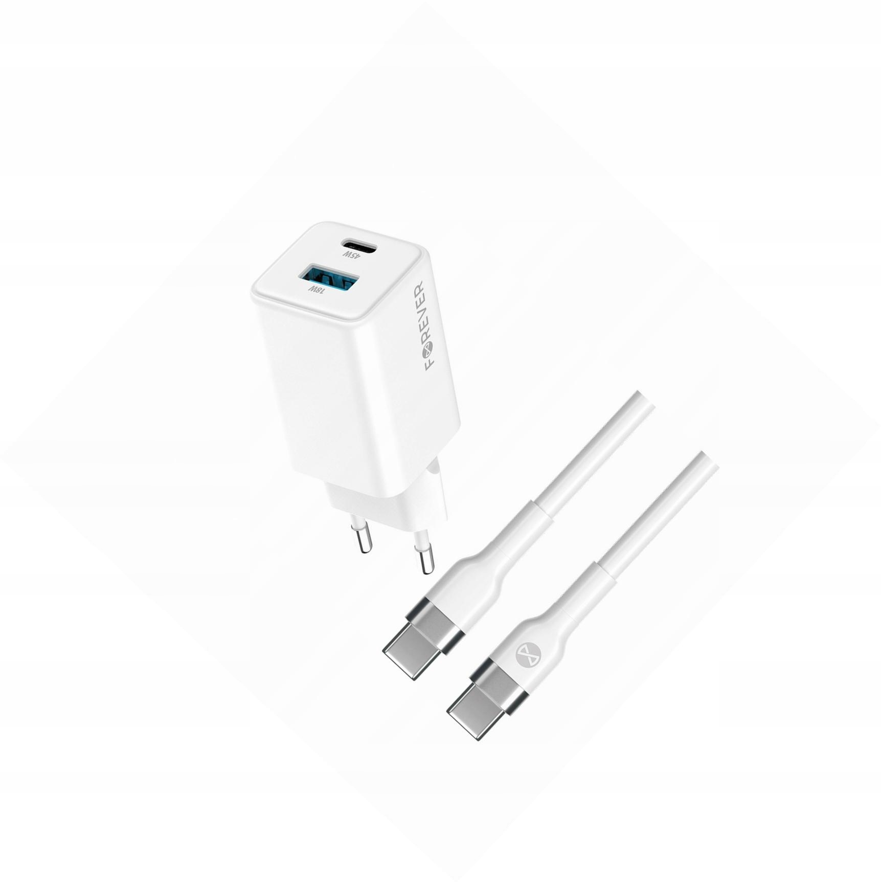 Szybka ładowarka GaN 45W 2 wejścia Usb i Usb-c z kablem do Realme 14 5G