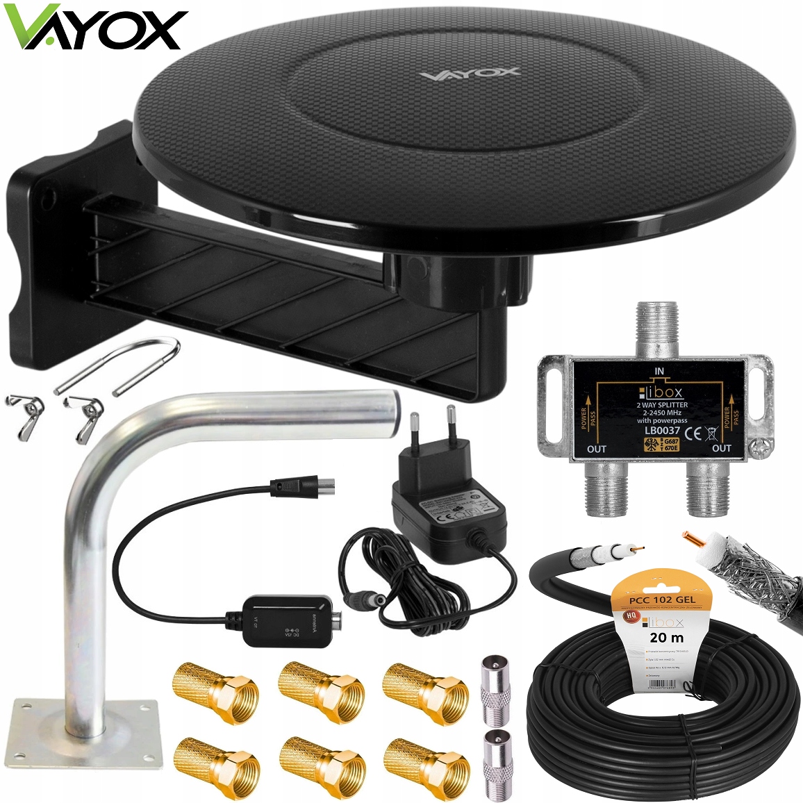 Anténa DVB-T2 DIGITAL360 Všesměrová Sada 2 Tv Vayox