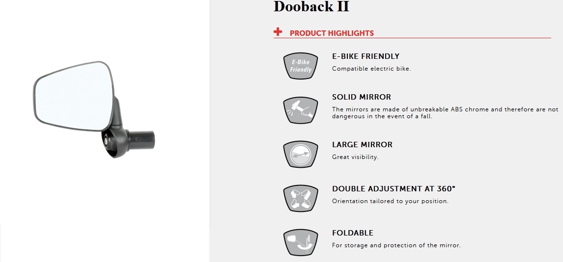 Lekkie lusterko ZEFAL DOOBACK II - PRAWE waga 56g Rodzaj prawe