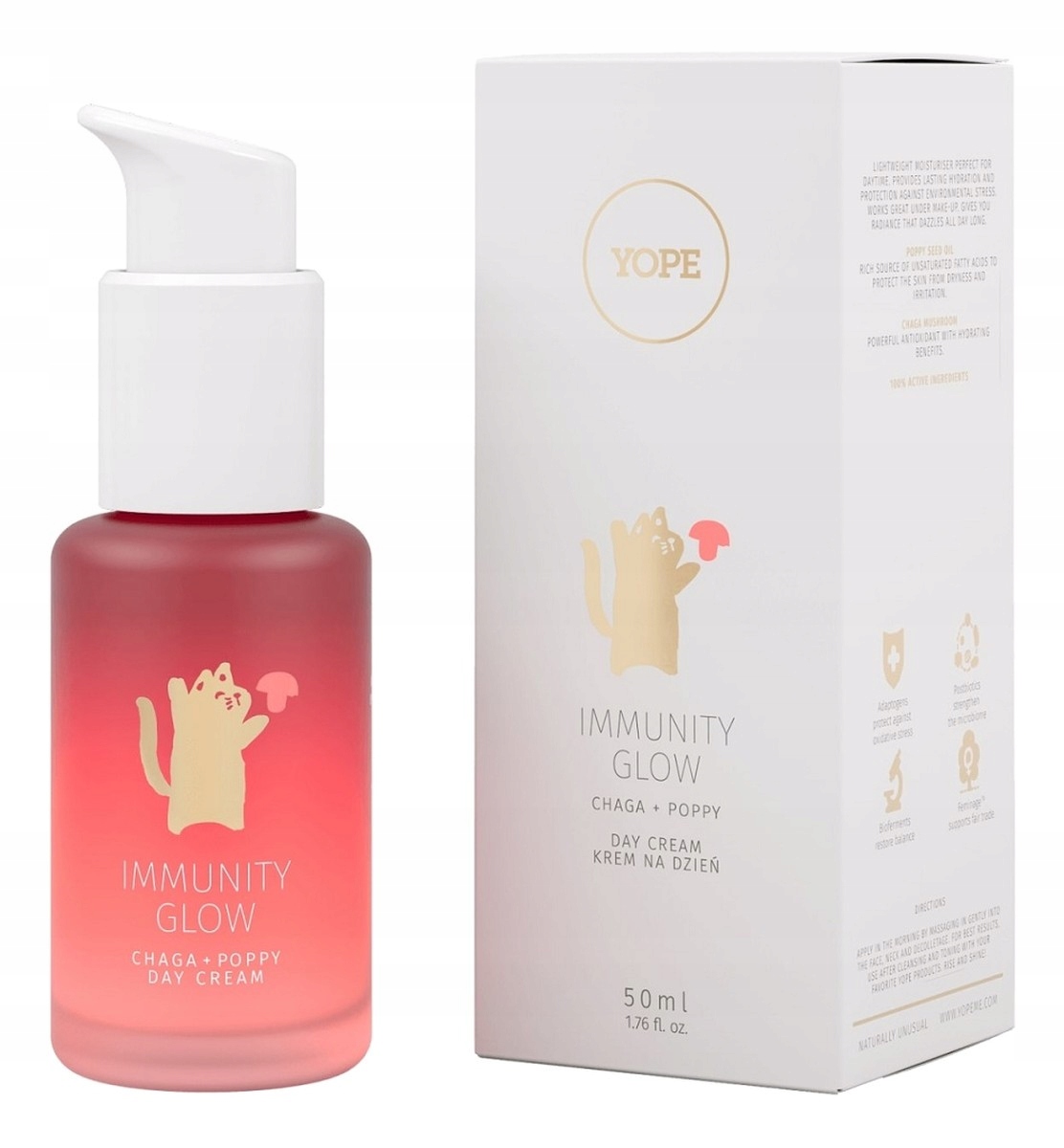 Yope Immunity Glow Denní pleťový krém Chaga Mák