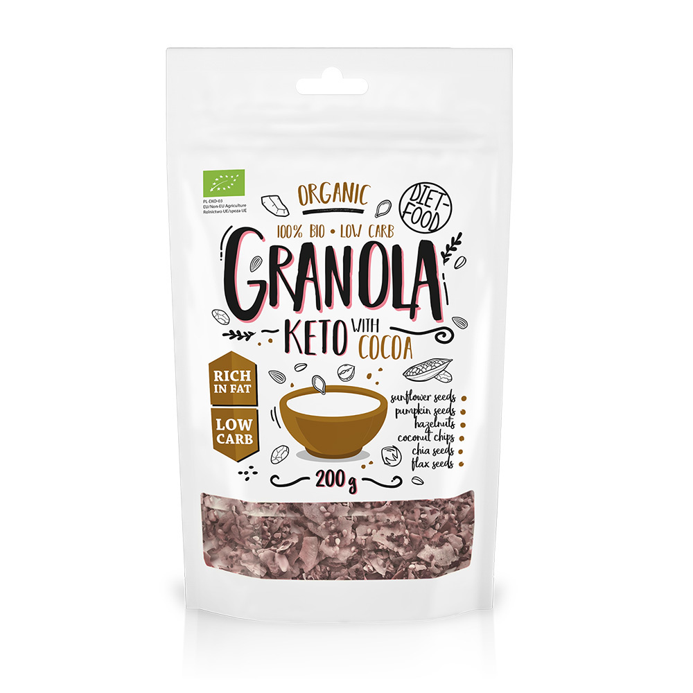 Levně 3X Diet Food Keto granola s kakaem a pomerančovým olejem Bio 200 g
