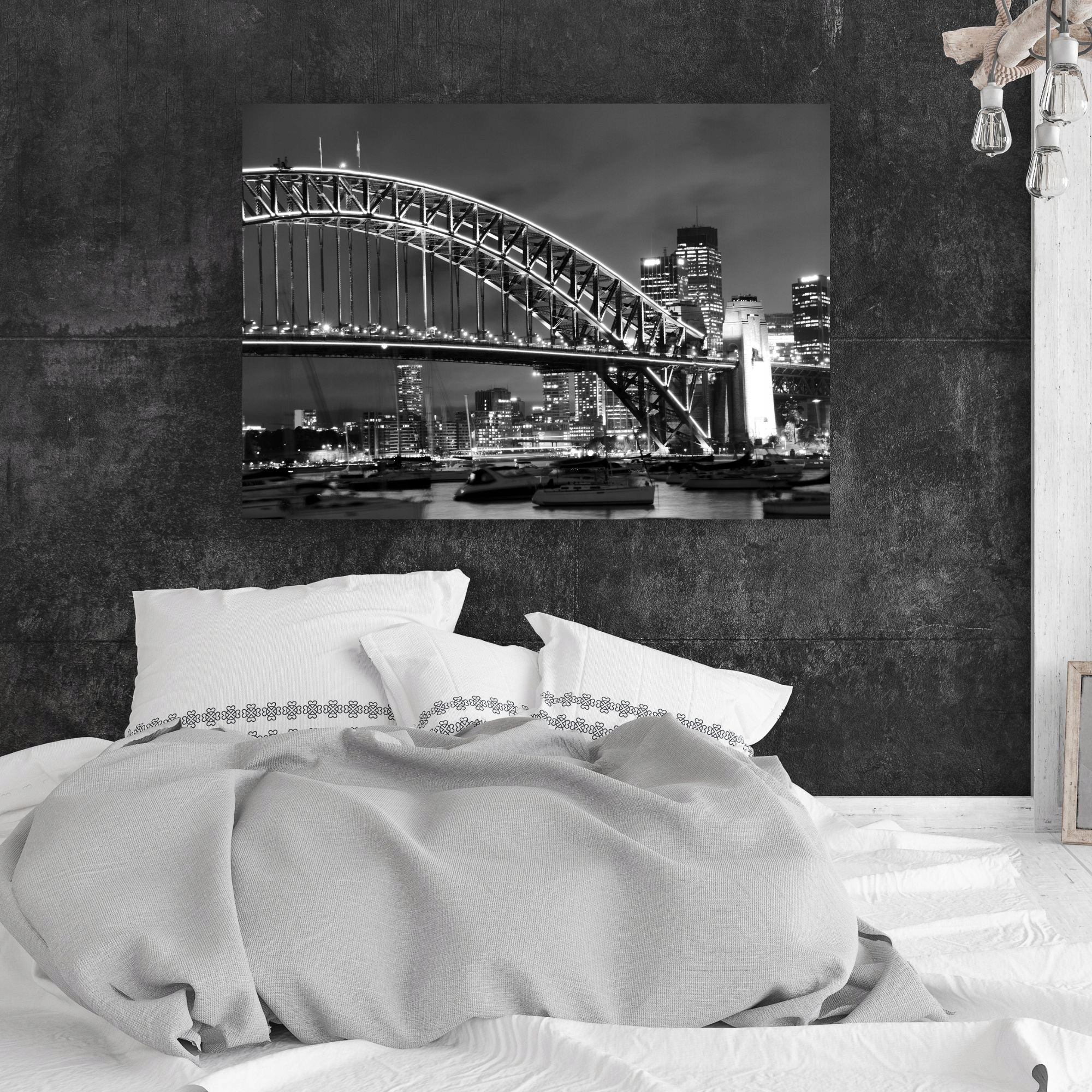 Obraz na płótnie Architektura Most nocą 90x60 cm Światła Miasta Most Sydney Wysokość produktu 60 cm