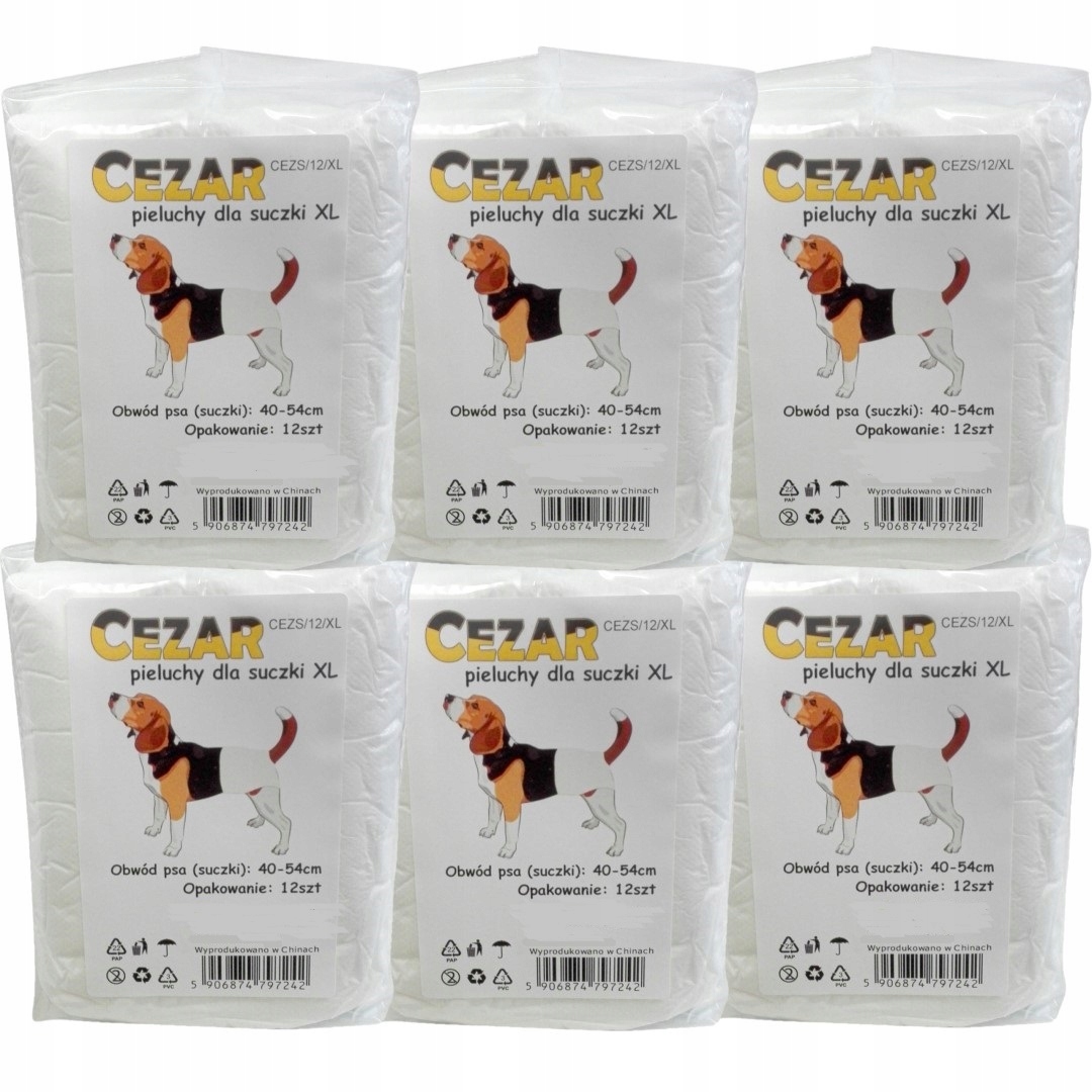 Cezar Pieluchy pampersy dla psa suczki XL 72szt suczka 40-54cm