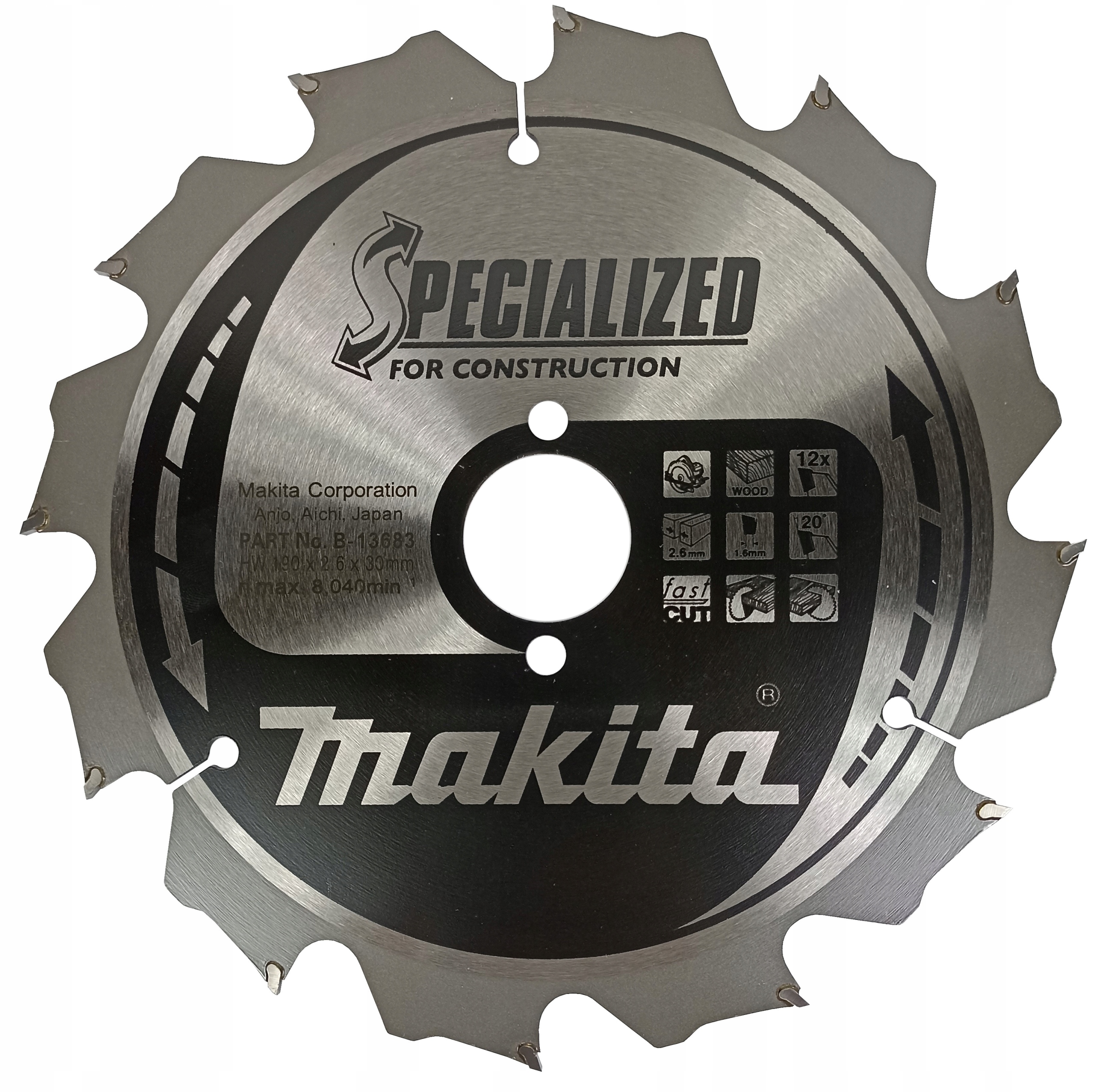 

Makita B-13683 tarcza tnąca do drewna190x30mm 12z