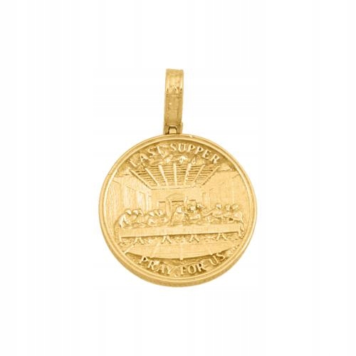 Medailon ze zlata 585 s obrázkem poslední večeře Zadní strana hladká 14kt