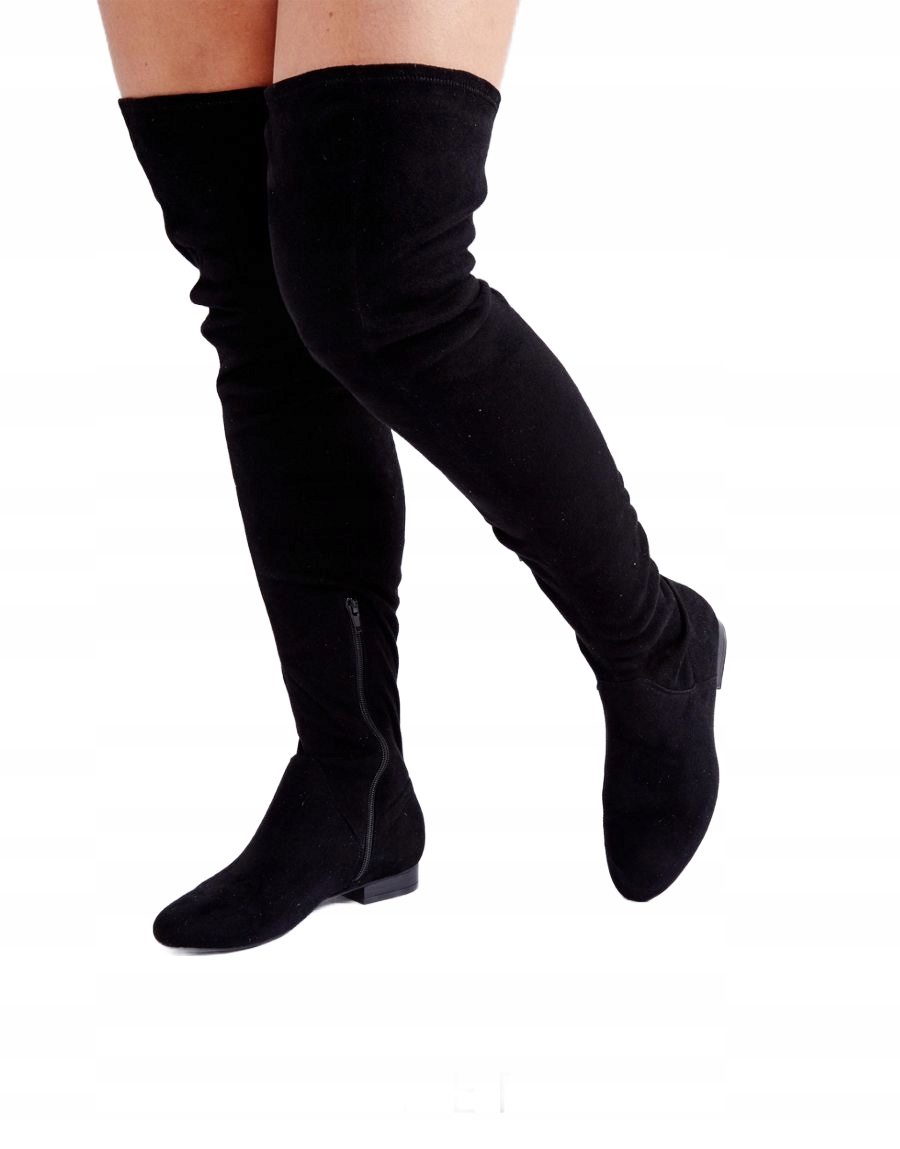 Asos Černé Semišové Kozačky, Klasický Plochý Podpatek 37 4CA
