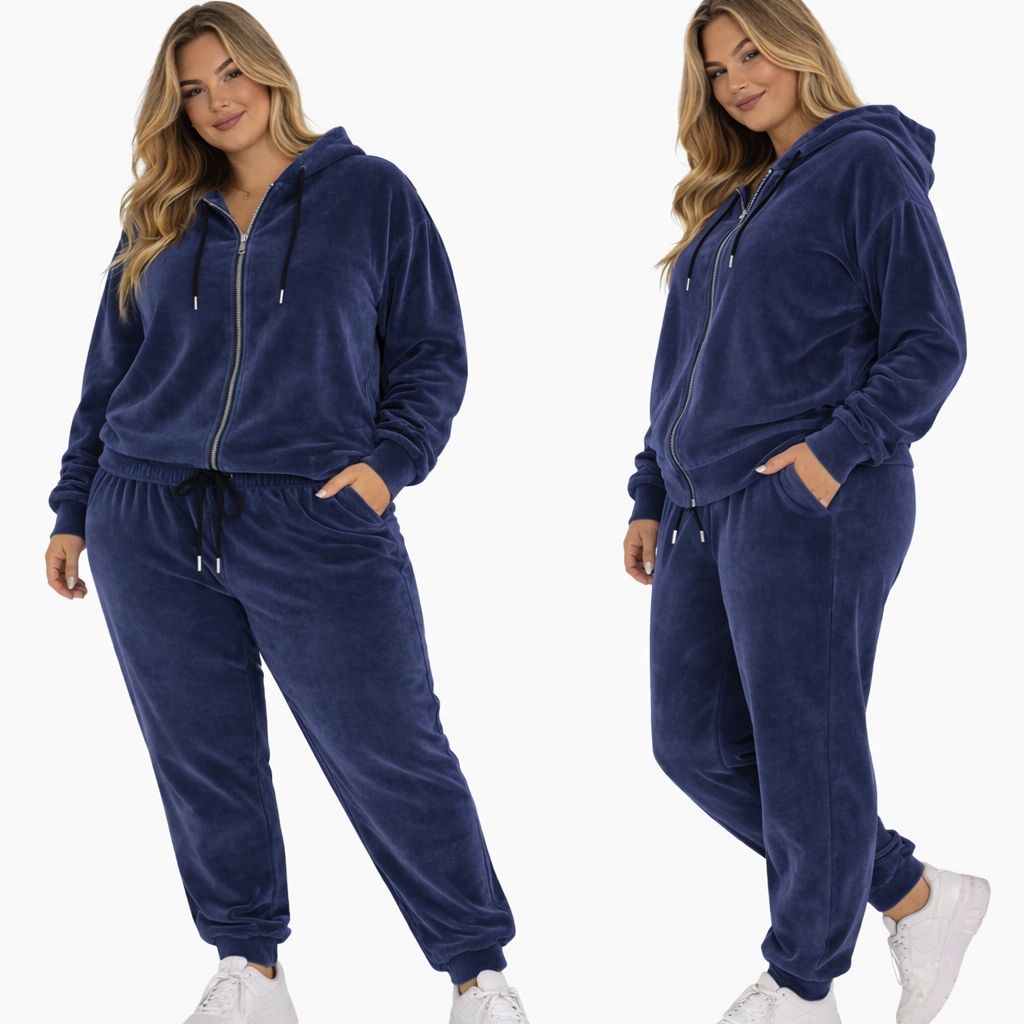 Teplákovka Dámský Velurový 50 52 5xl 6xl Rozepínací modrý, pohodlný, obepínající hi