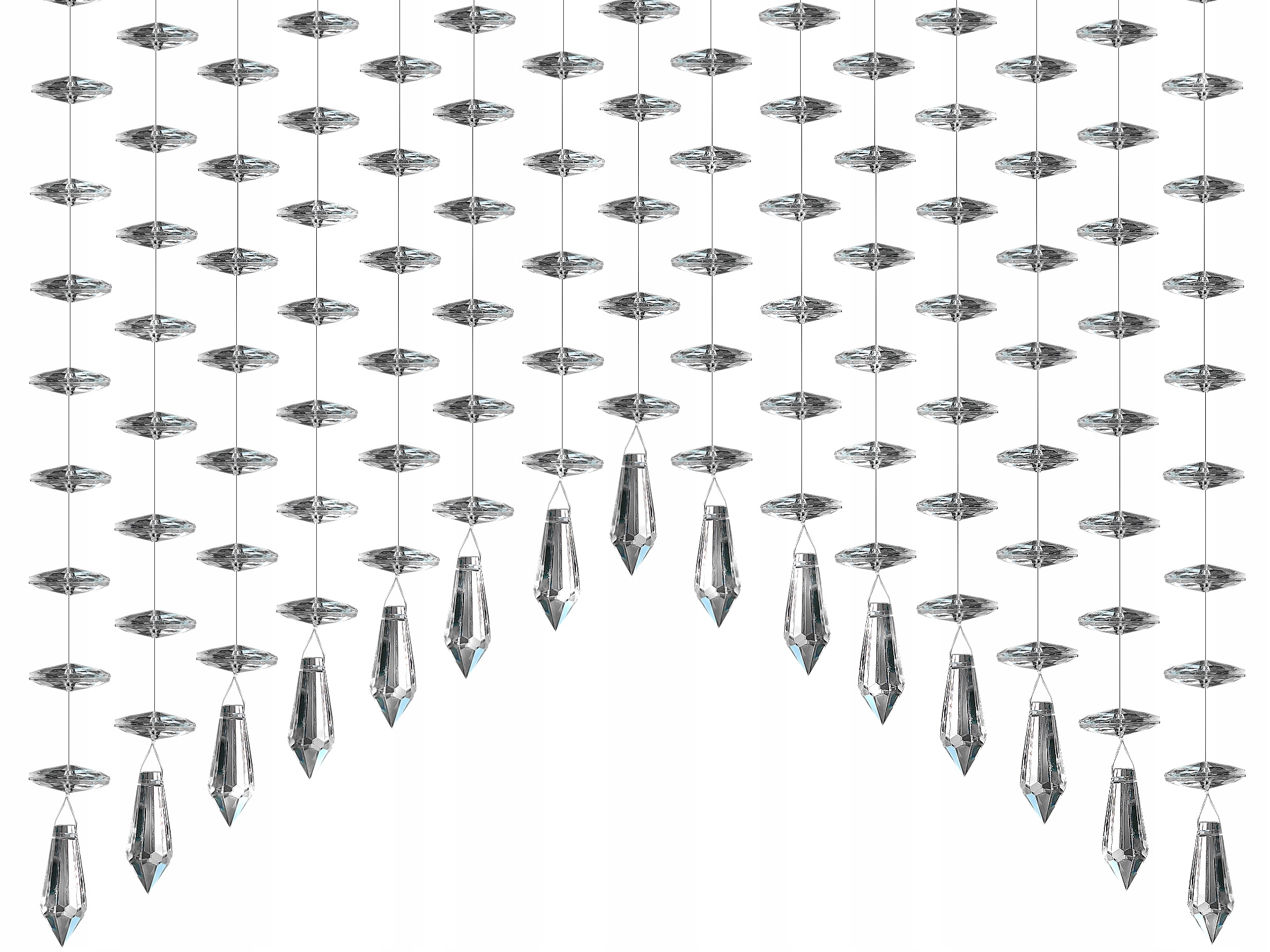 Záclona Sople korálky křišťály na okno 60 cm