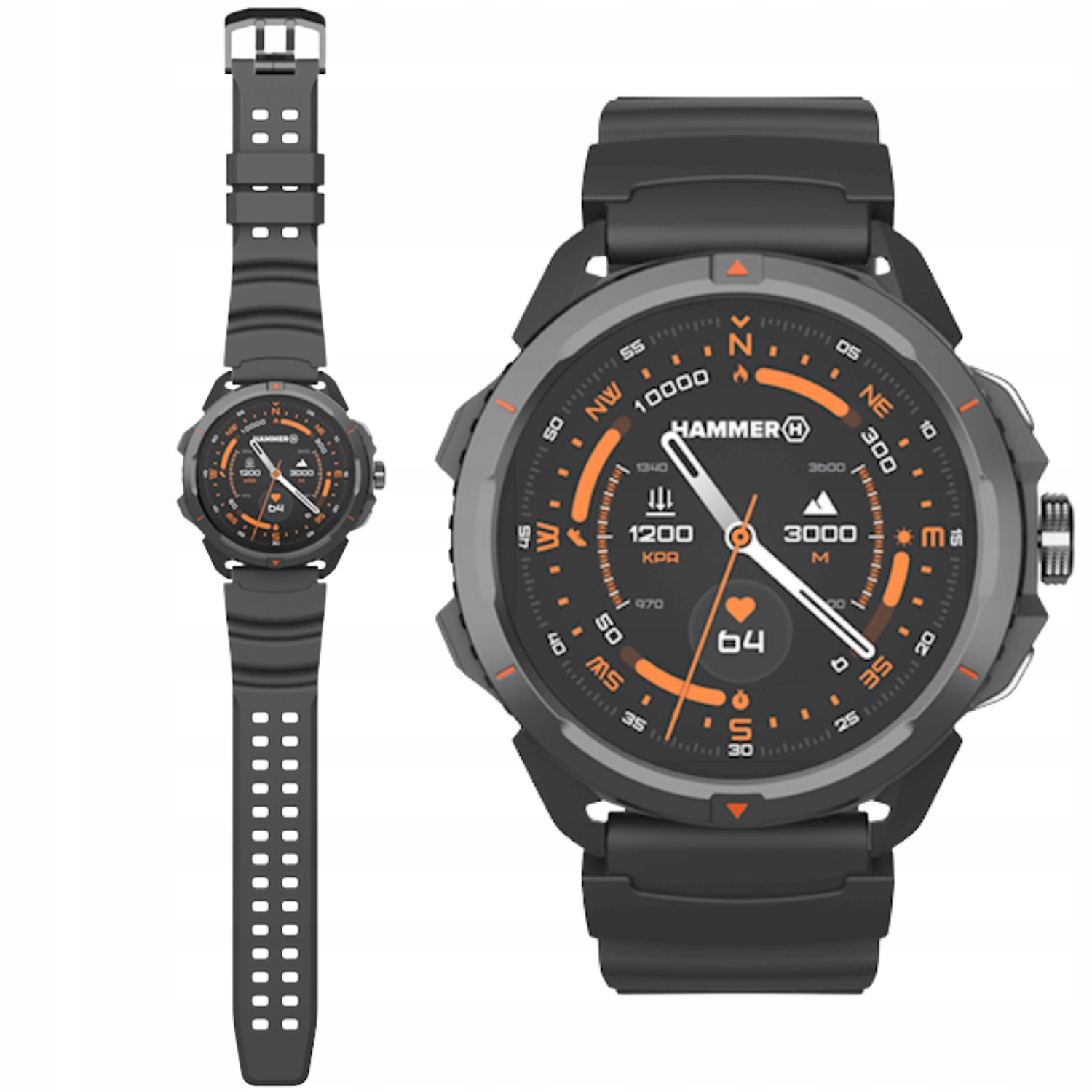 Smart hodinky Pancierové hodinky Hammer Watch 2 Vodotesné 5ATM Gps Aod Sos Bt