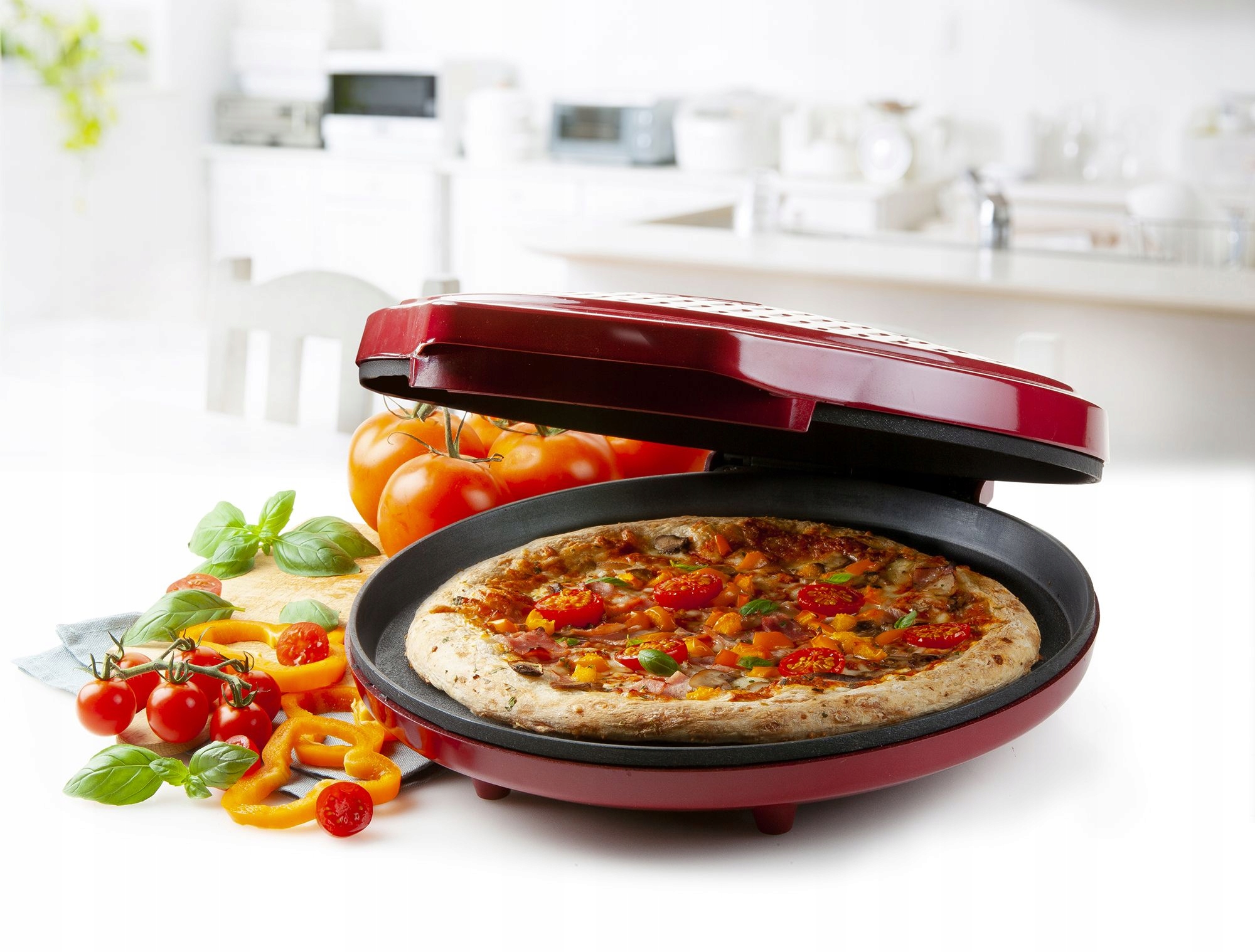 Domo DO9177PZ kulatý opékací kamna na pizzu červený 1450 W