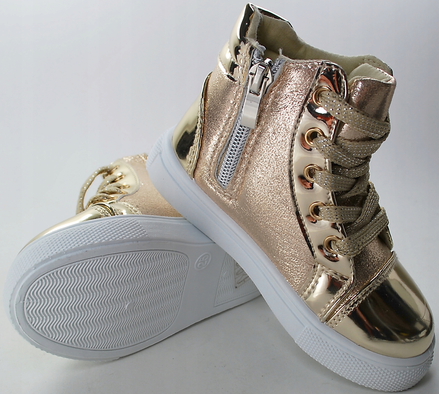 WYPRZEDAŻ ZŁOTE SPORTOWE SNEAKERSY dla dziewczynki BOTKI na suwak r 35 Kod producenta DD471