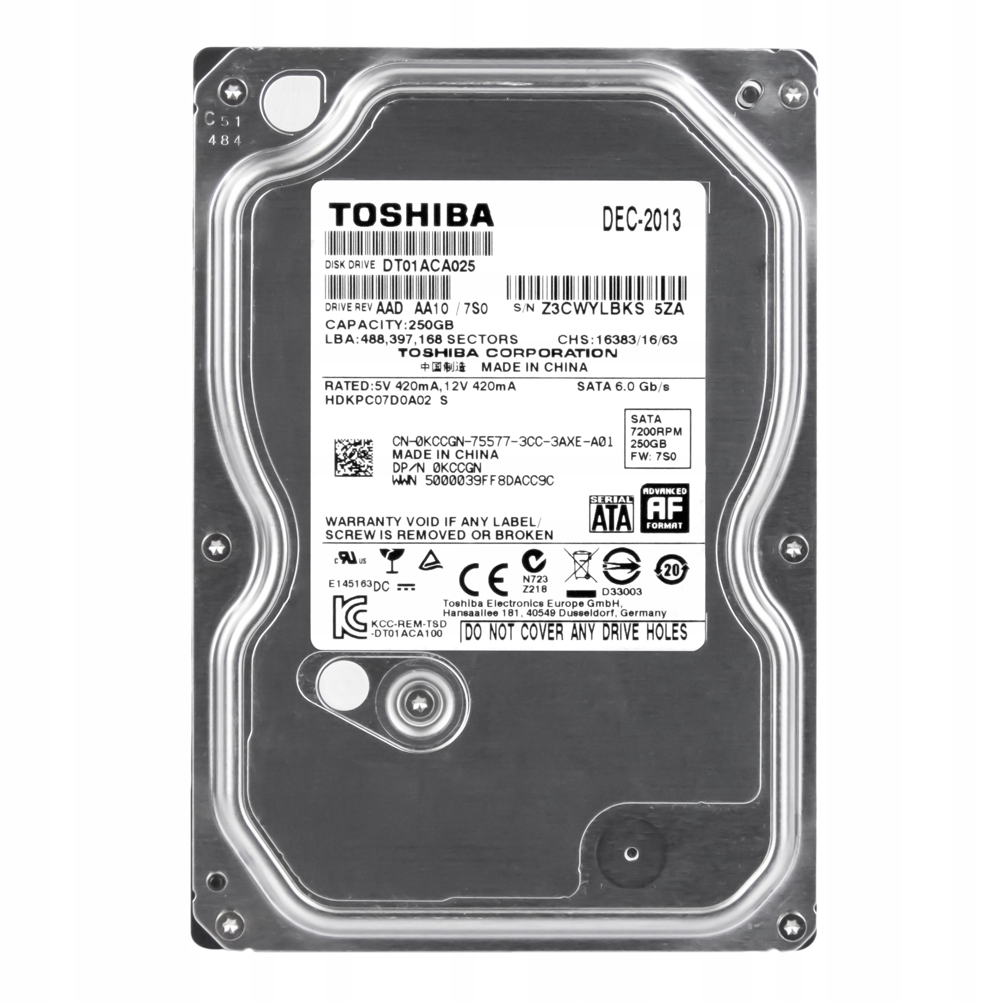Dell 0KCCGN 250GB 7.2K Sata III 3.5'' DT01ACA025