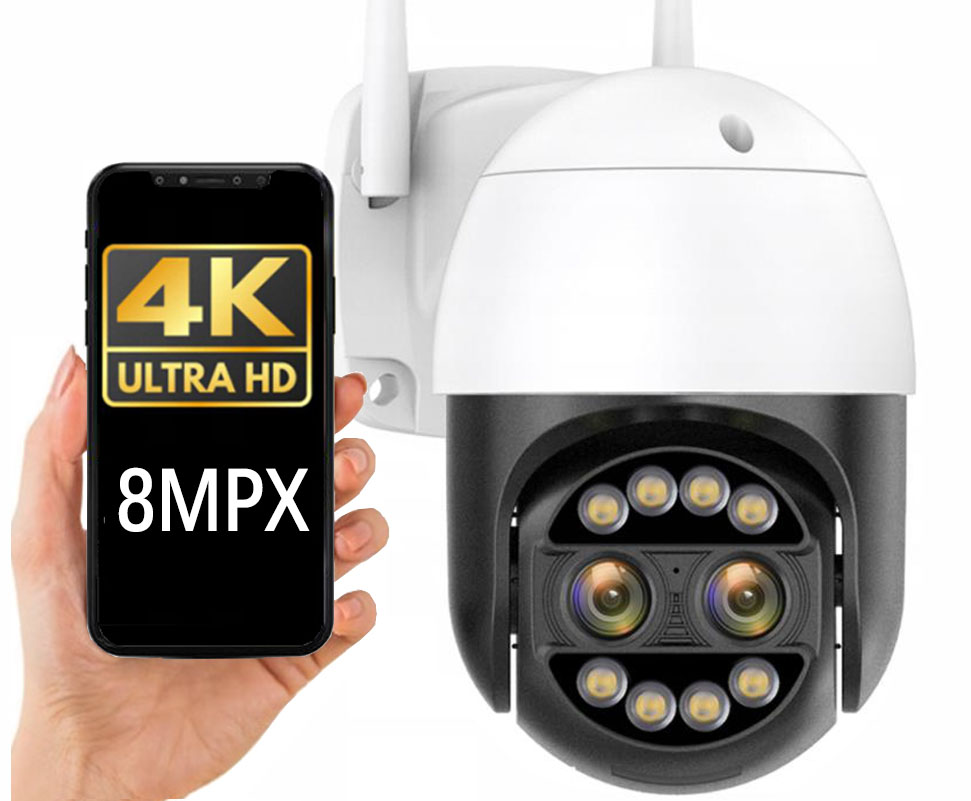 

Zewnętrzna Obrotowa Kamera Ip Wifi 8MPX 8X Zoom Pl