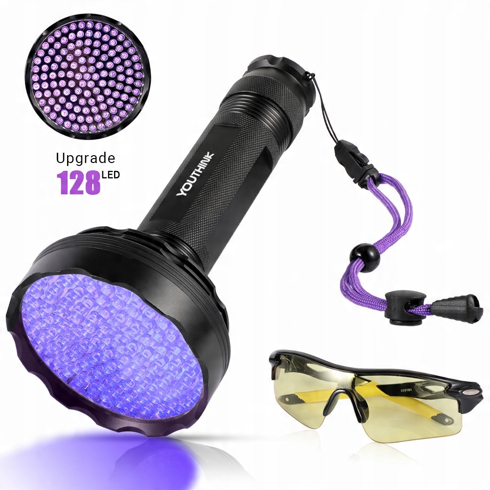 

Mocna Latarka Uv Do Bursztynów 128LED 395nm