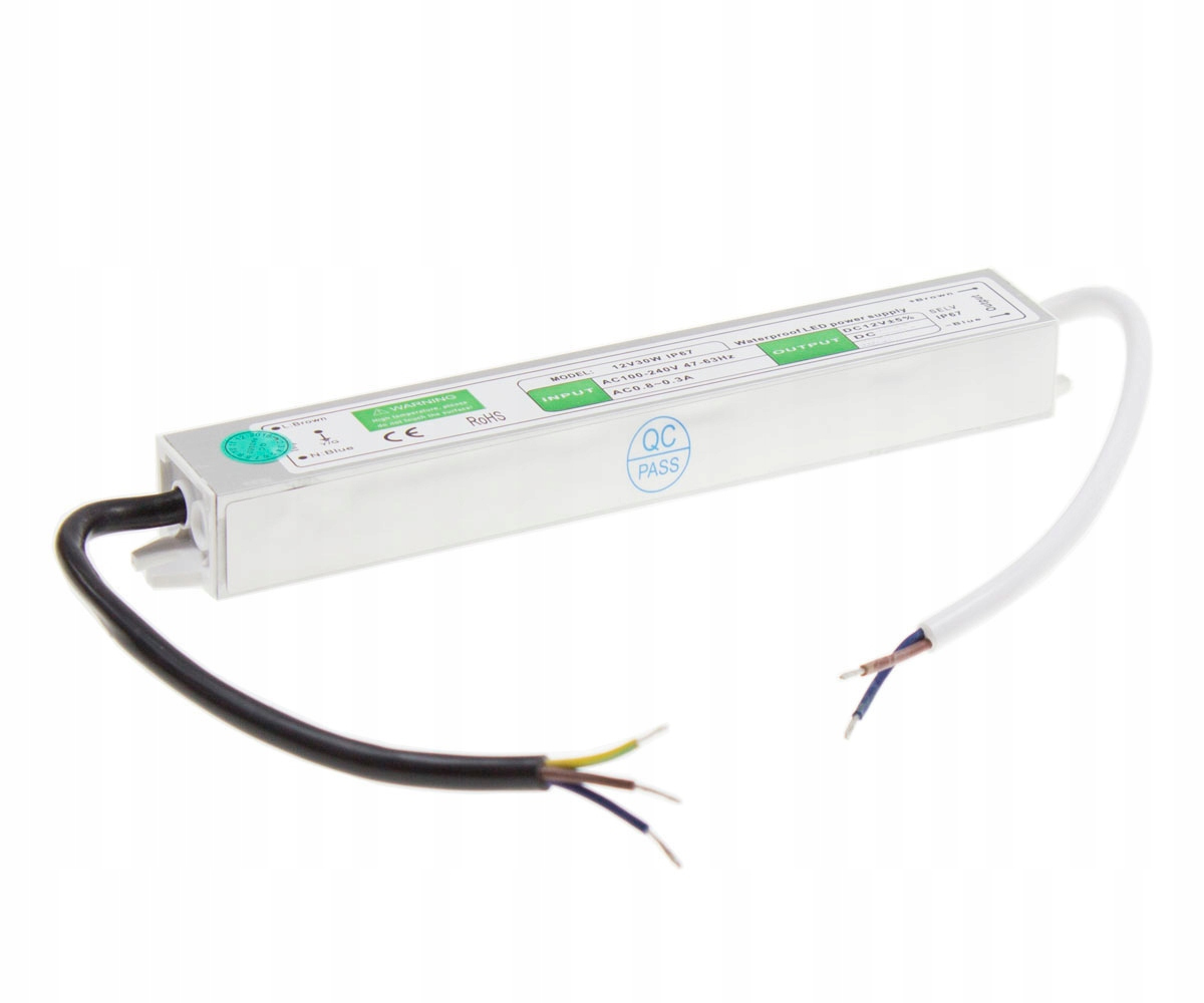 

Zasilacz 12V 30W 2,5A wodoodporny do taśm Led IP67