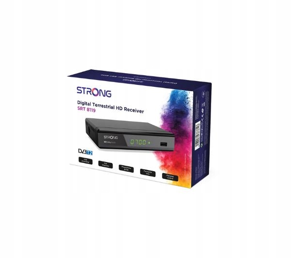Dekoder Tuner do naziemnej telewizji DVB-T2 Strong SRT 8119 HEVC H.265 Marka Strong