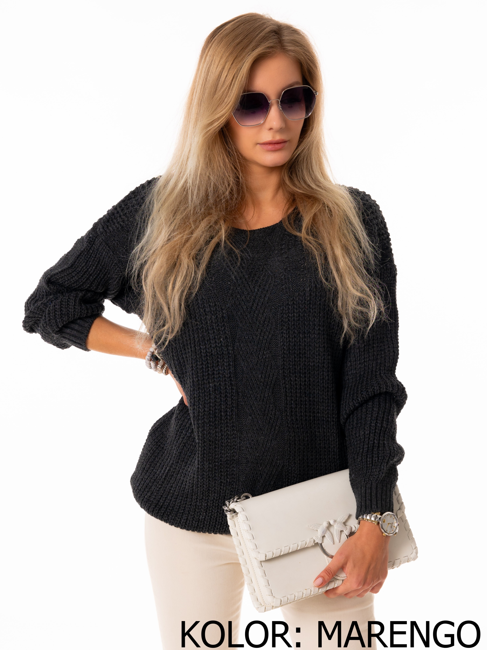 Modny SWETER Oversize Sweterek Dużo Kolorów Fason klasyczny