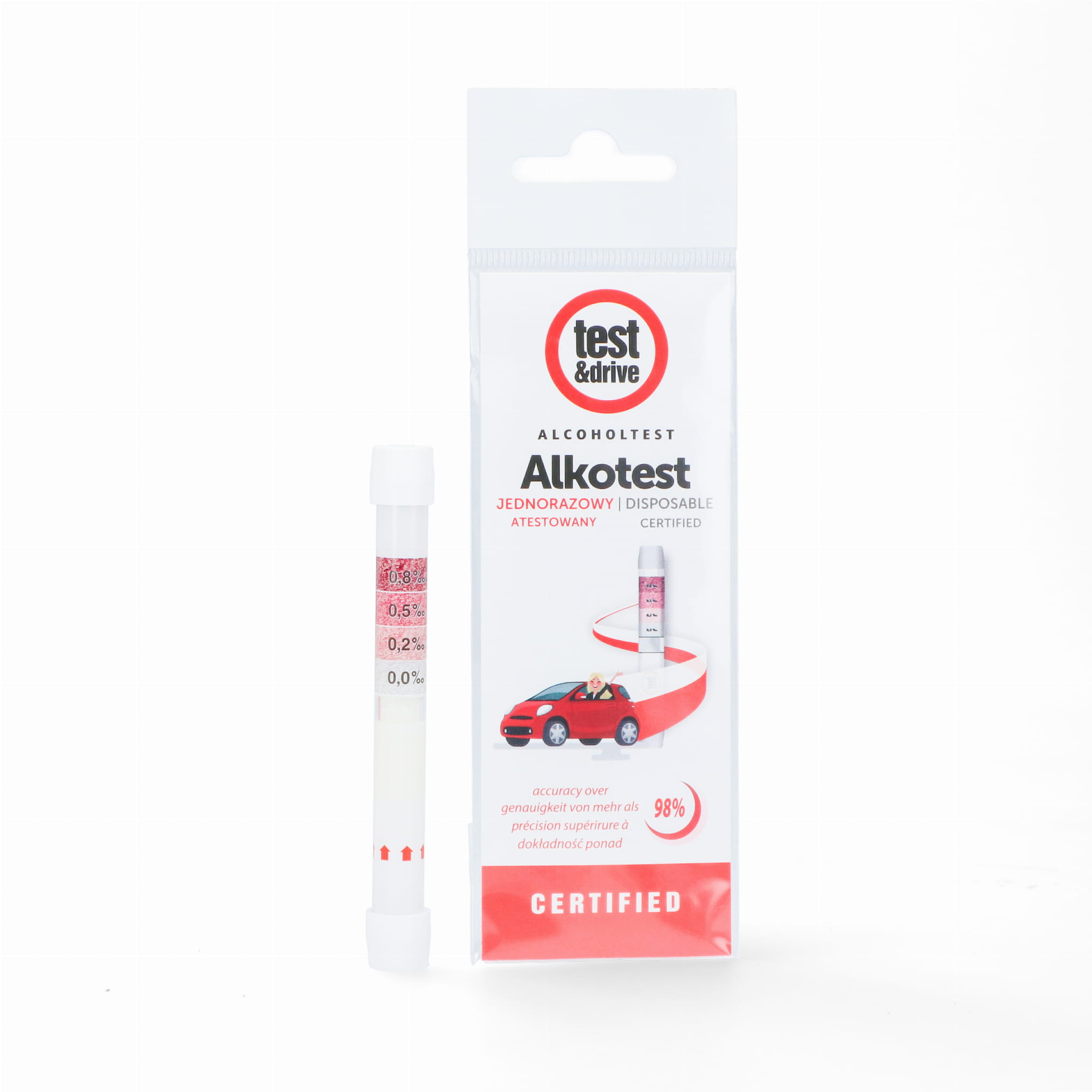 Test And Drive Alkomat jednorazowy Folia Trzeźwy Poranek Alkotest 10 Sztuk