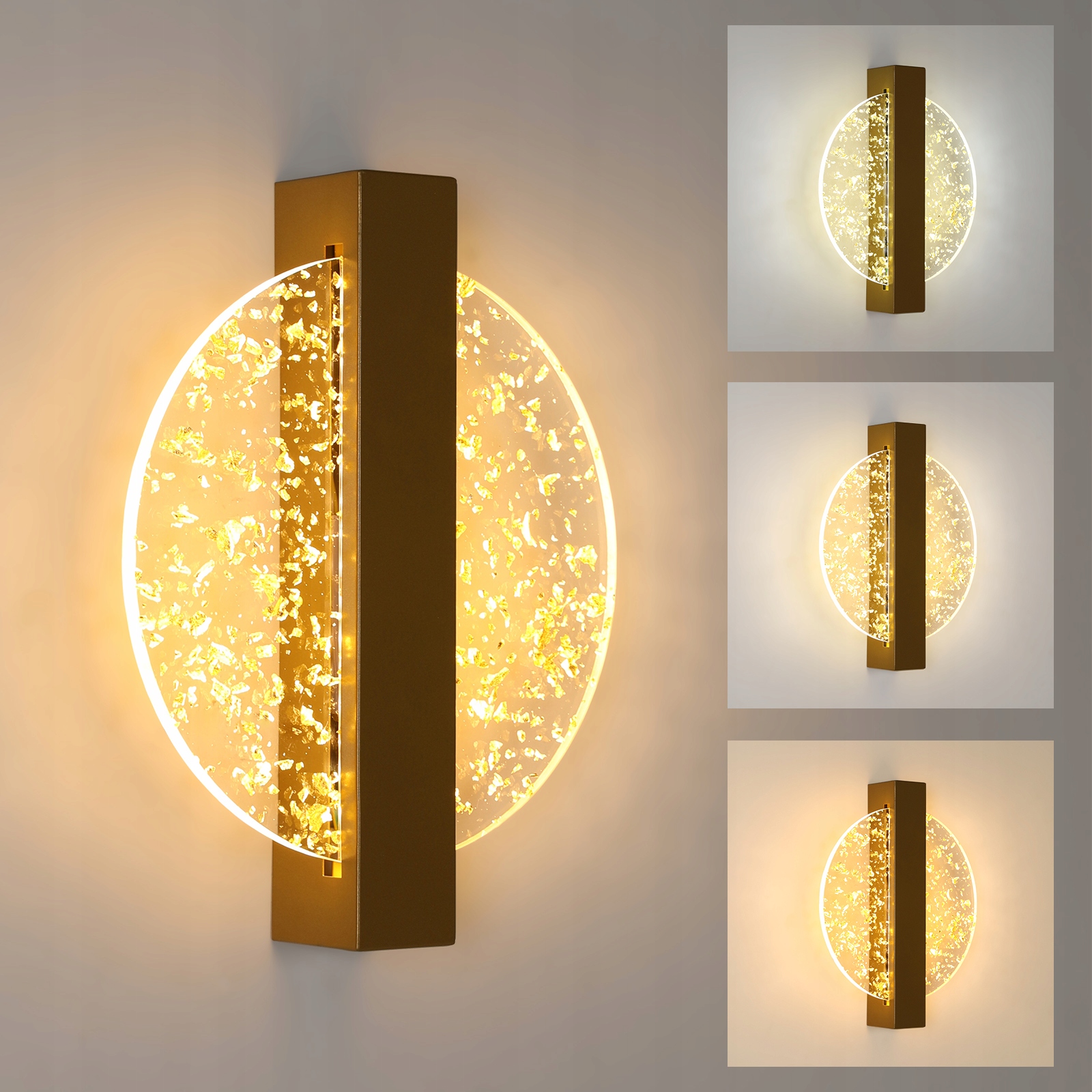 Kinkiet Scienny Led Złoty Okrągły Nowoczesny 12W 3000-6500K